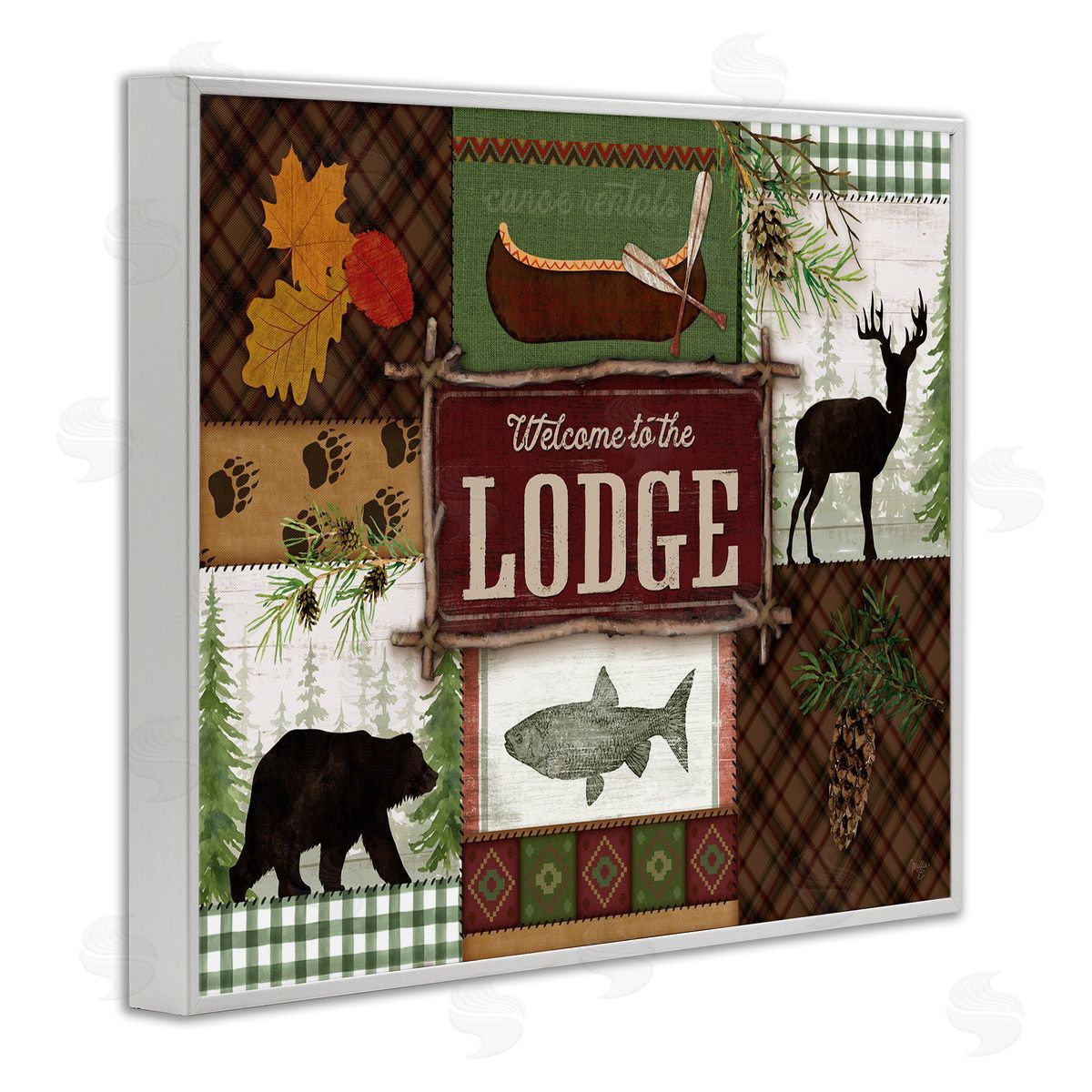 Mollie B. Welcome Lodge Plaid Wildlife Sign