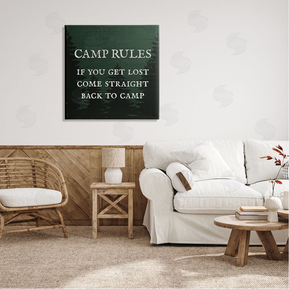 Stupell Studio Camp Rules If You Get Lost Funny Canvas Wall Art in Room
