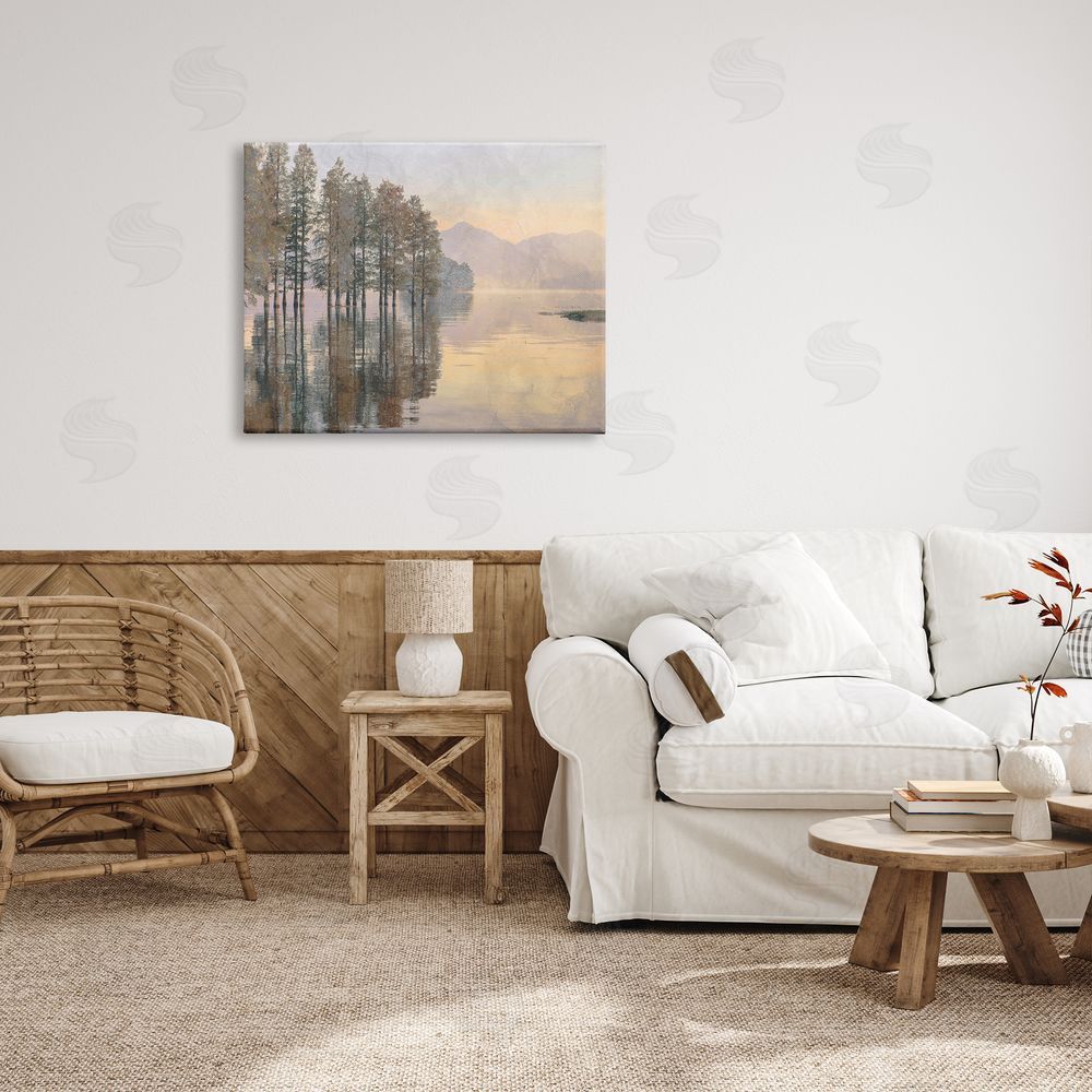 Stupell Studio Woodland Lake Reflection Landscape
