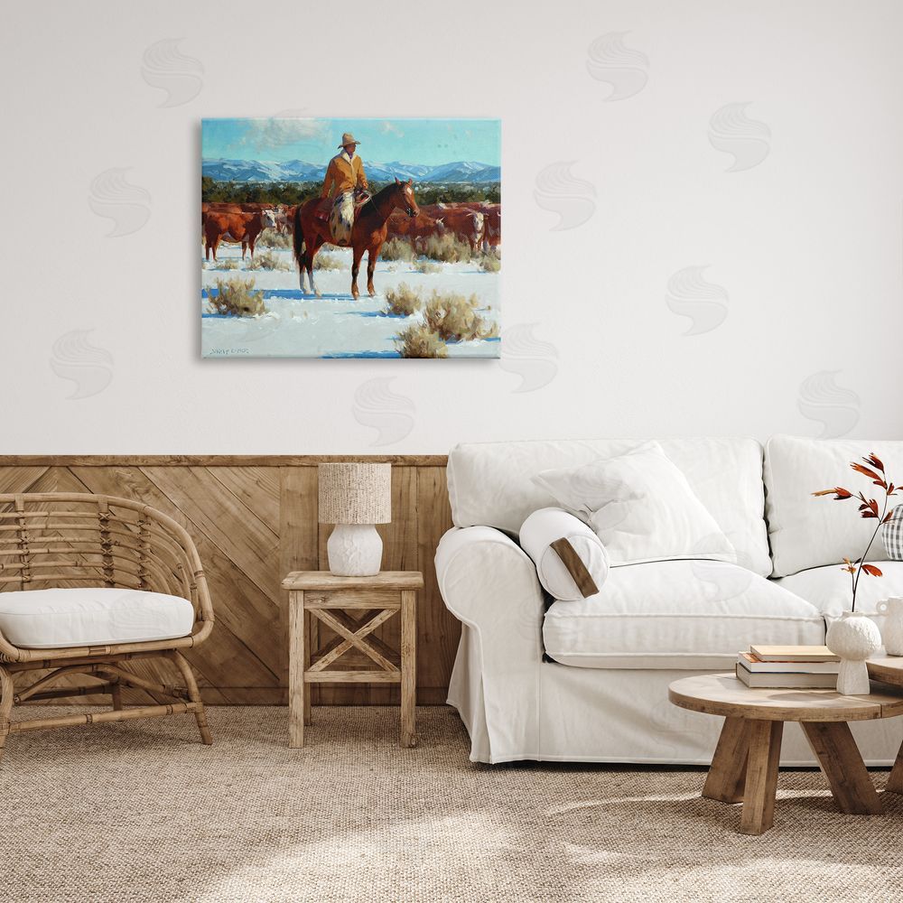 Jimmy Dyer Winter Cowboy Cattle Landscape