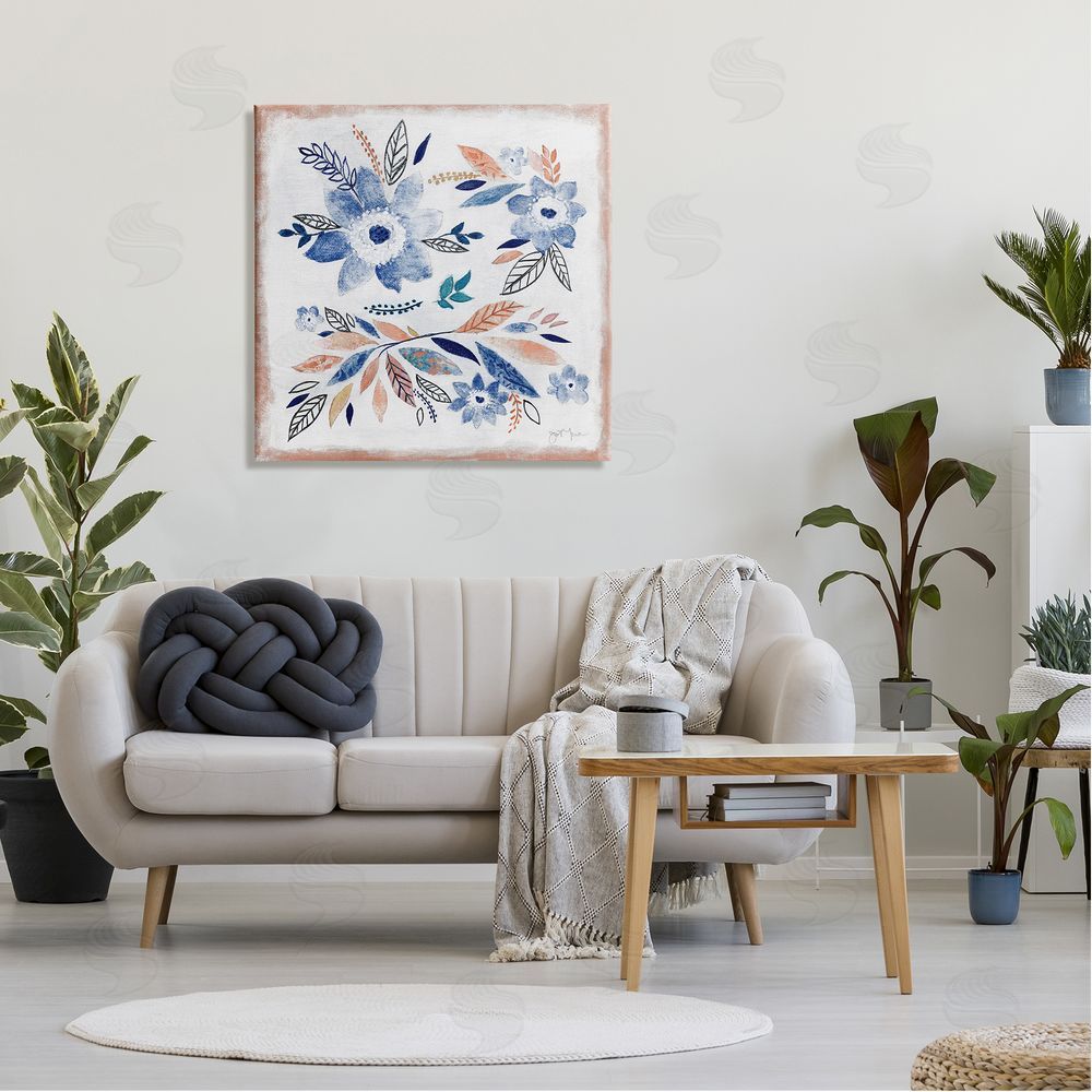 Janet Tava Boho Flower Leaf Arrangement Canvas Wall Art in Room