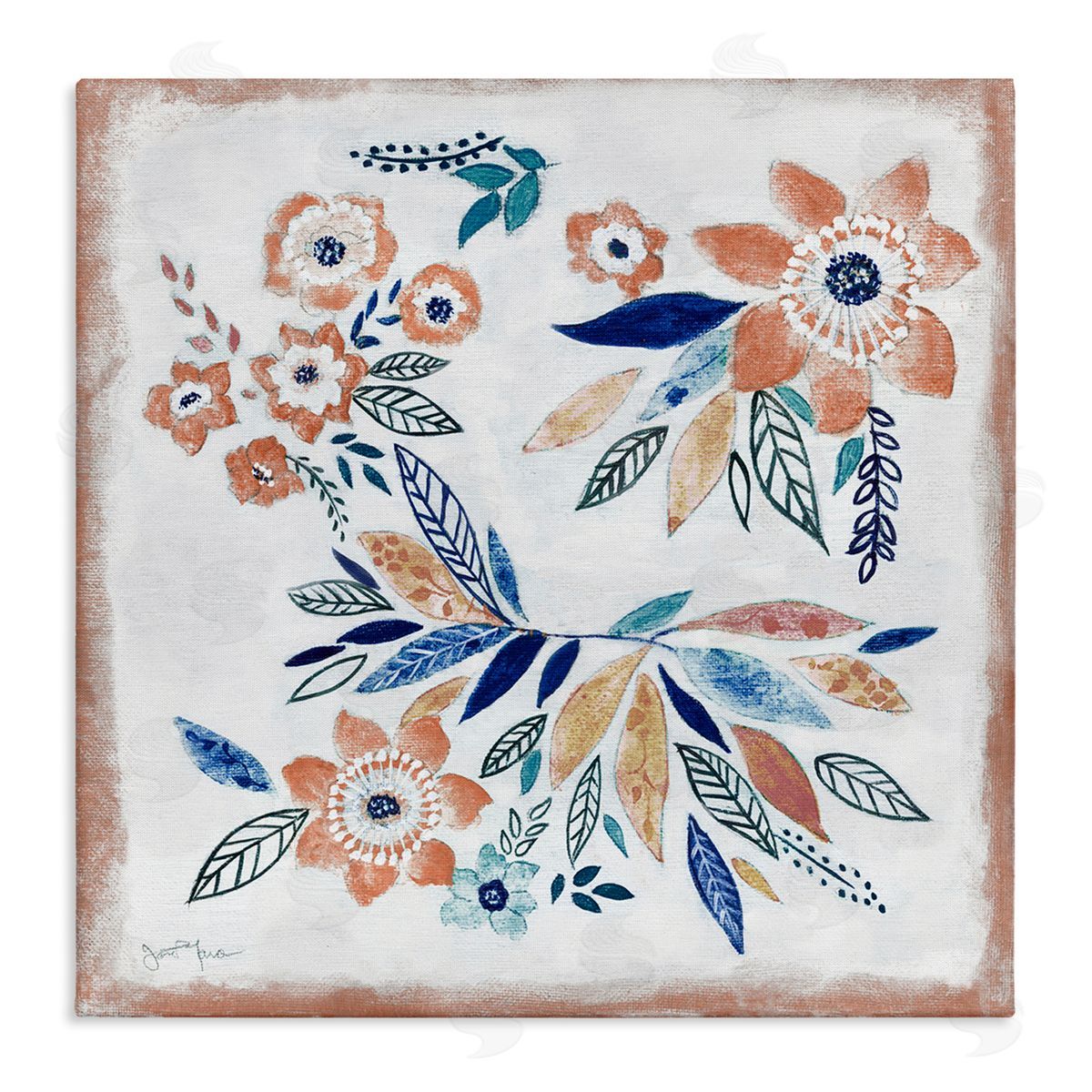 Janet Tava Floral Blossom Patterned Boho Stretched Canvas Wall Art Print