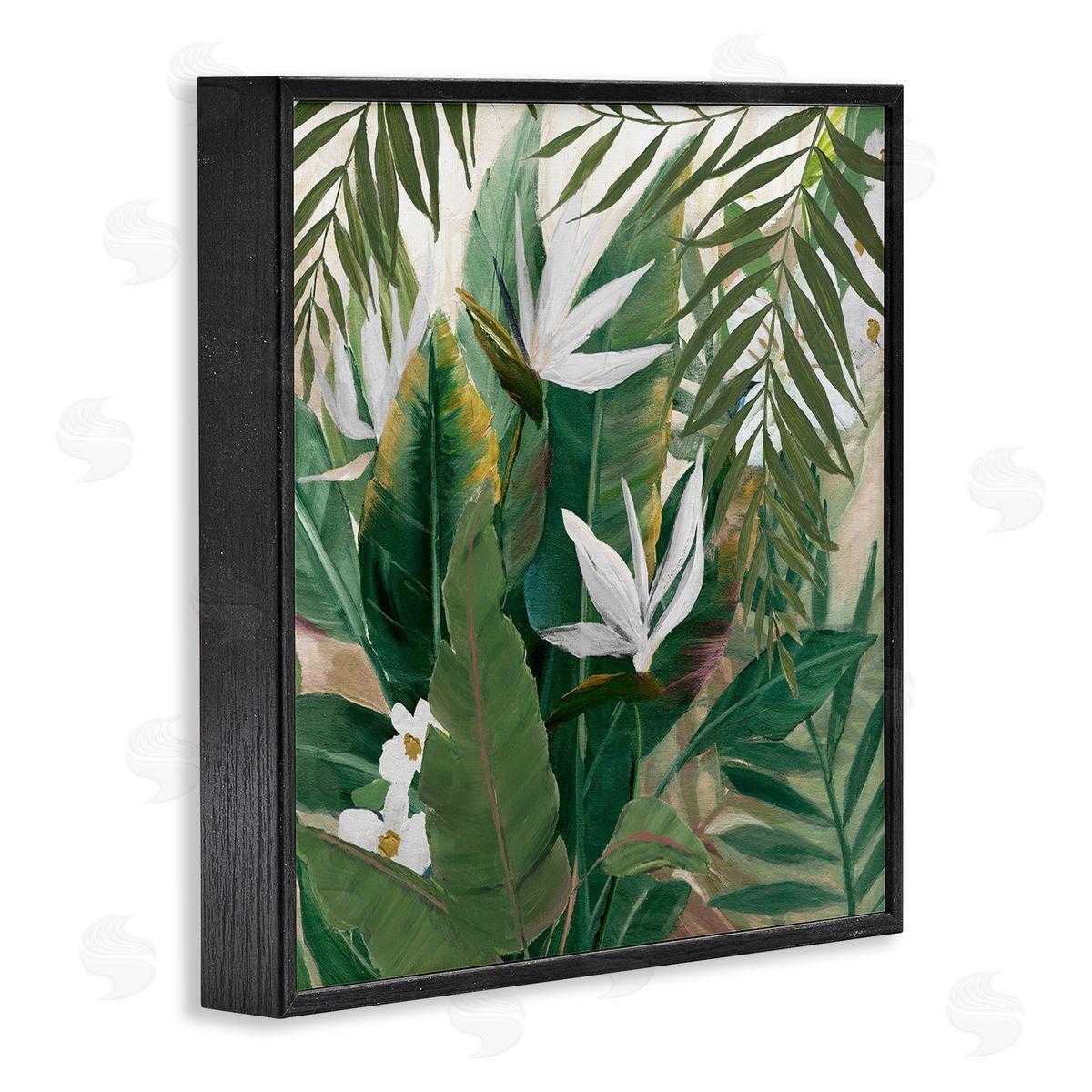 Tropical Birds Of Paradise Plant Black Frame Print Wall Art, Home Decor by Nan