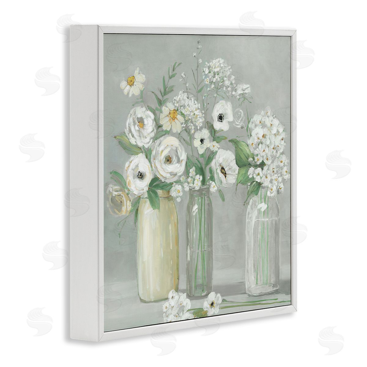 Sally Swatland Soft White Mixed Floral Arrangement White Framed Glicee Wall Art Print