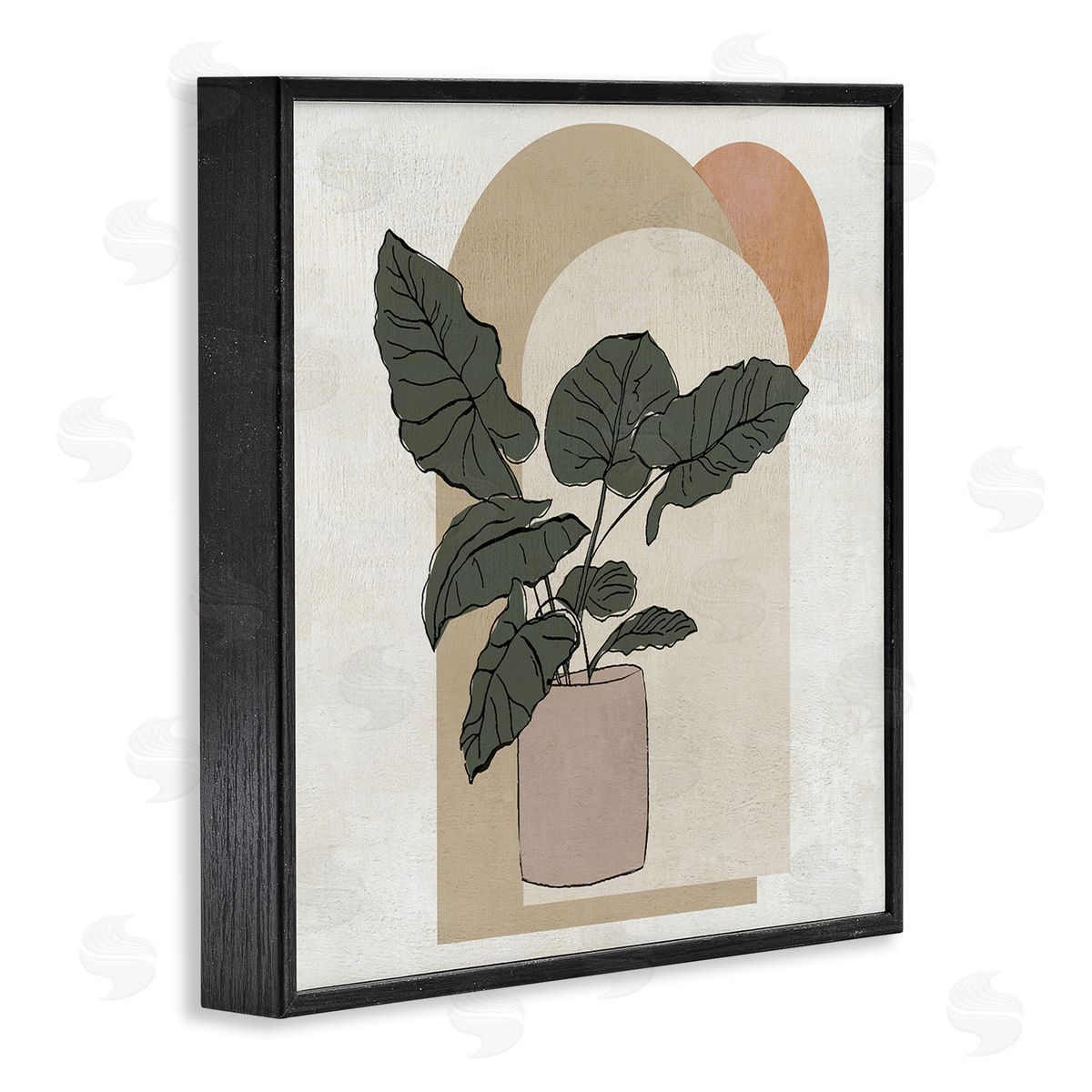 Janet Tava Potted Plant Arched Geometric Shapes Black Framed Glicee Wall Art Print