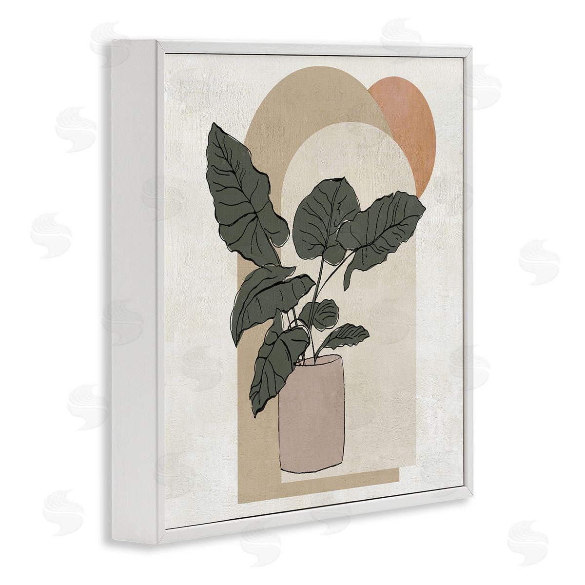 Janet Tava Potted Plant Arched Geometric Shapes White Framed Glicee Wall Art Print