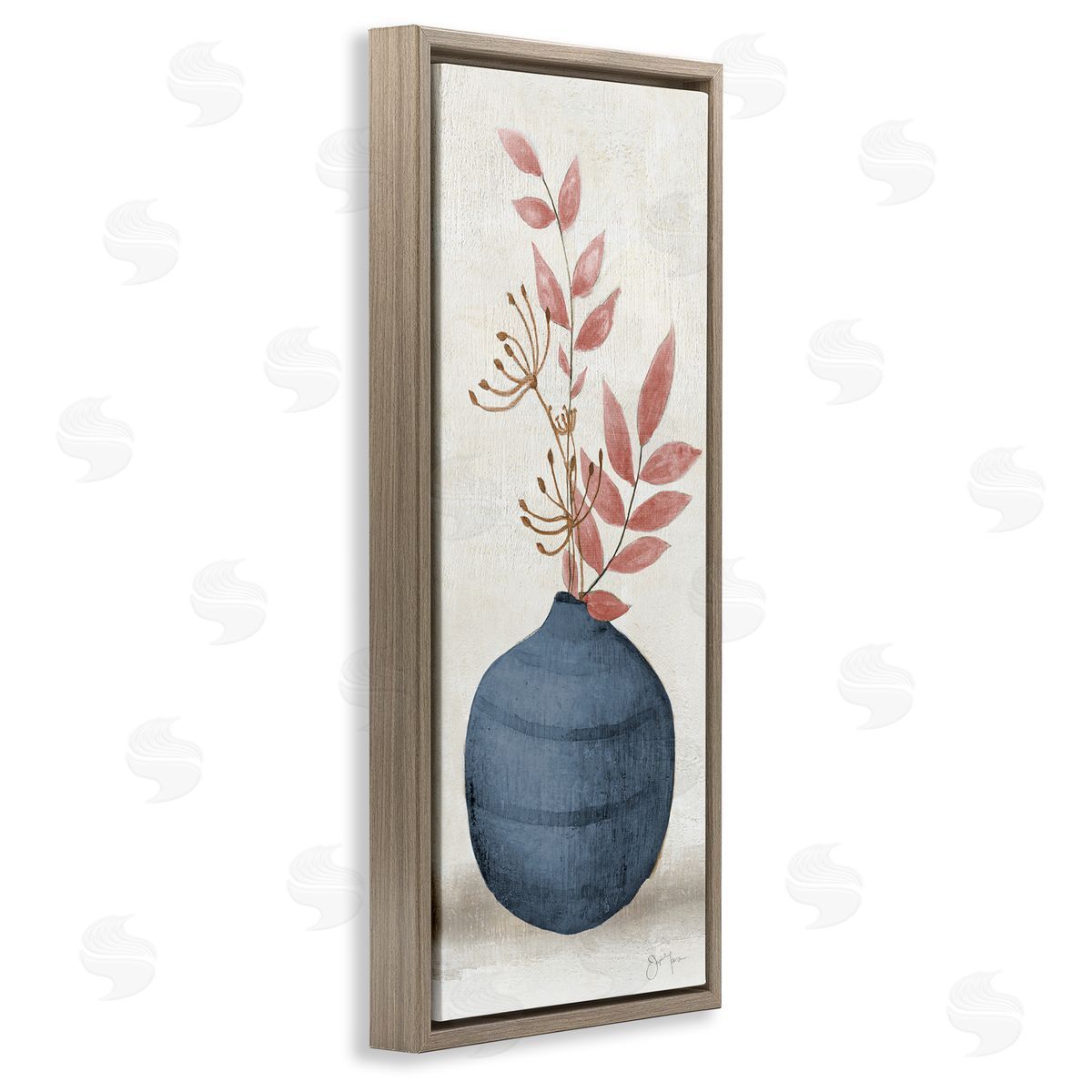 Janet Tava Botanical Leaf Sprigs Blue Vase