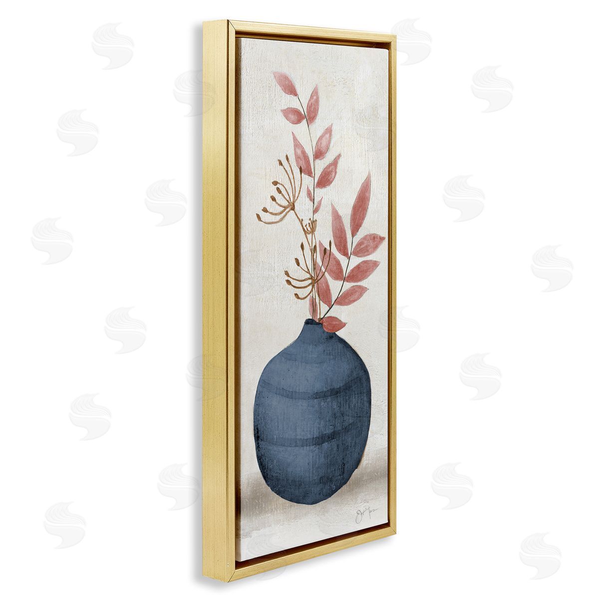 Janet Tava Botanical Leaf Sprigs Blue Vase