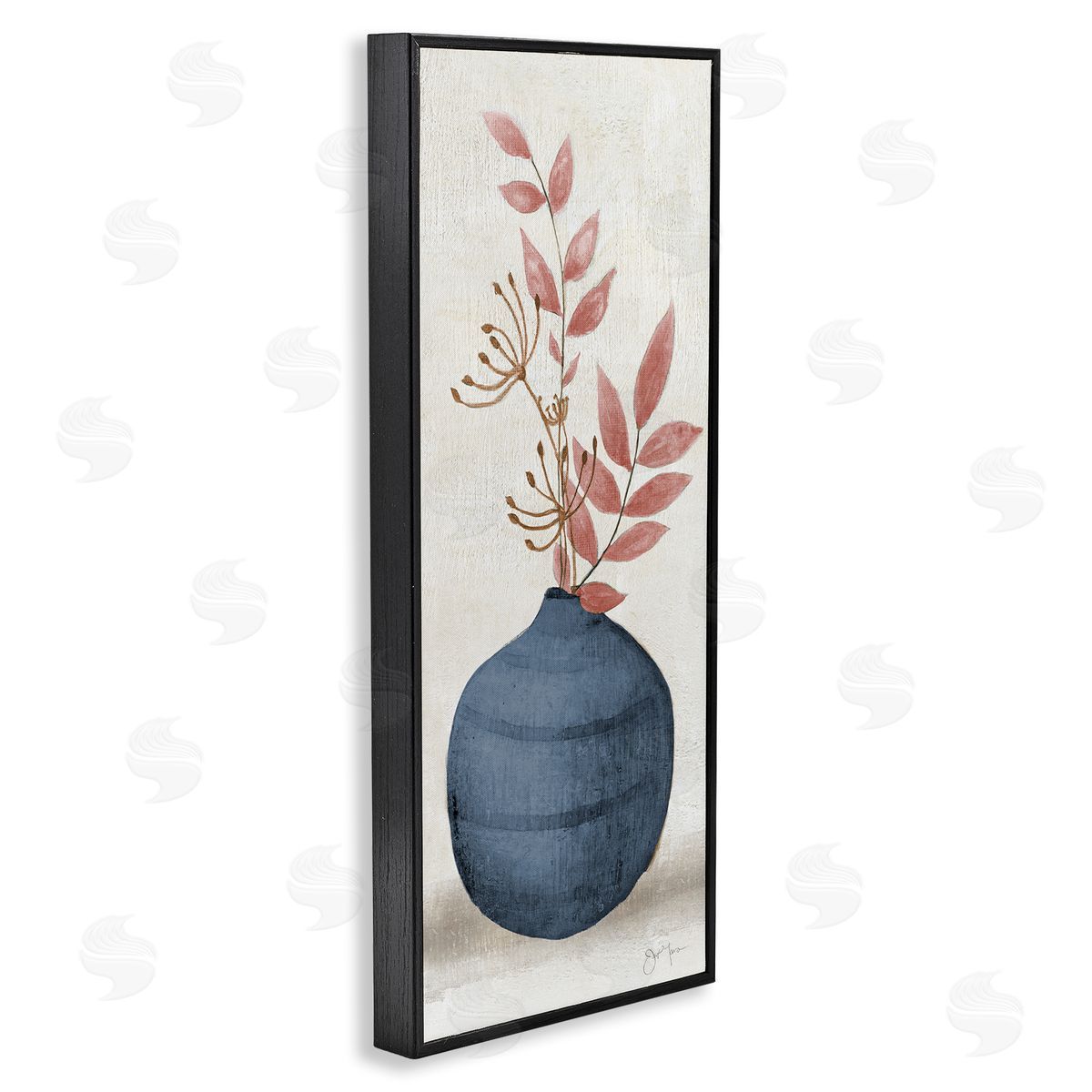 Janet Tava Botanical Leaf Sprigs Blue Vase
