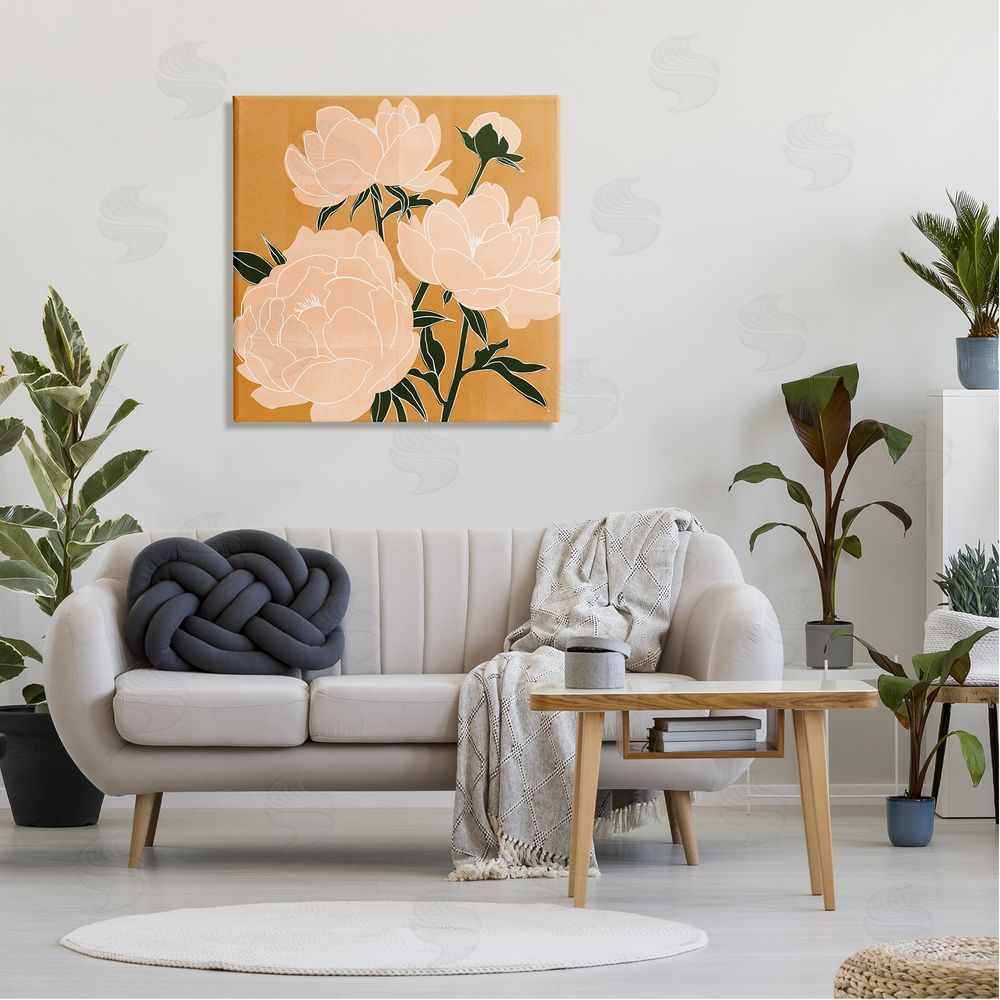 Emma Scarvey Contemporary Peony Blooms  Canvas Wall Art in Room