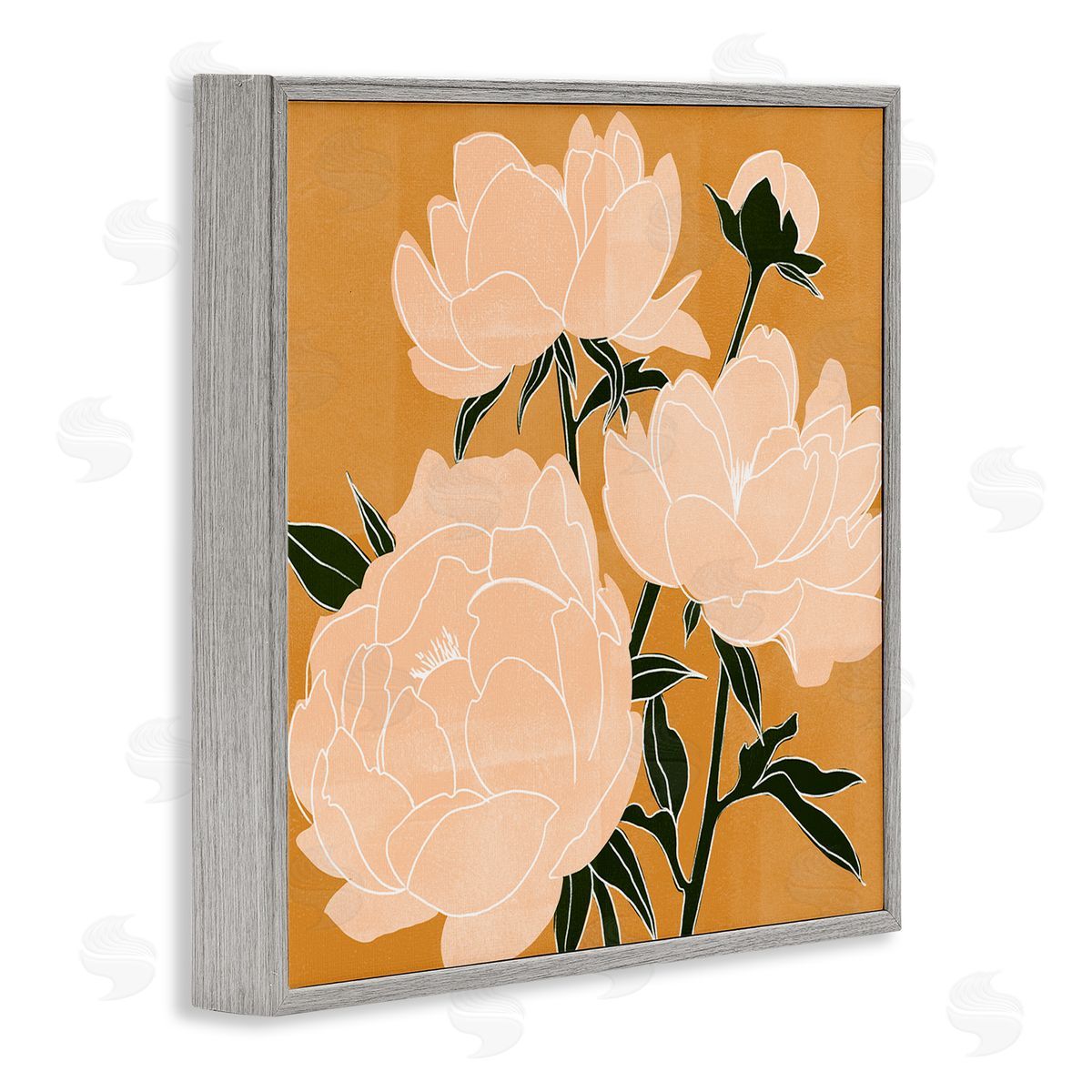 Emma Scarvey Contemporary Peony Blooms  Gray Framed Glicee Wall Art Print