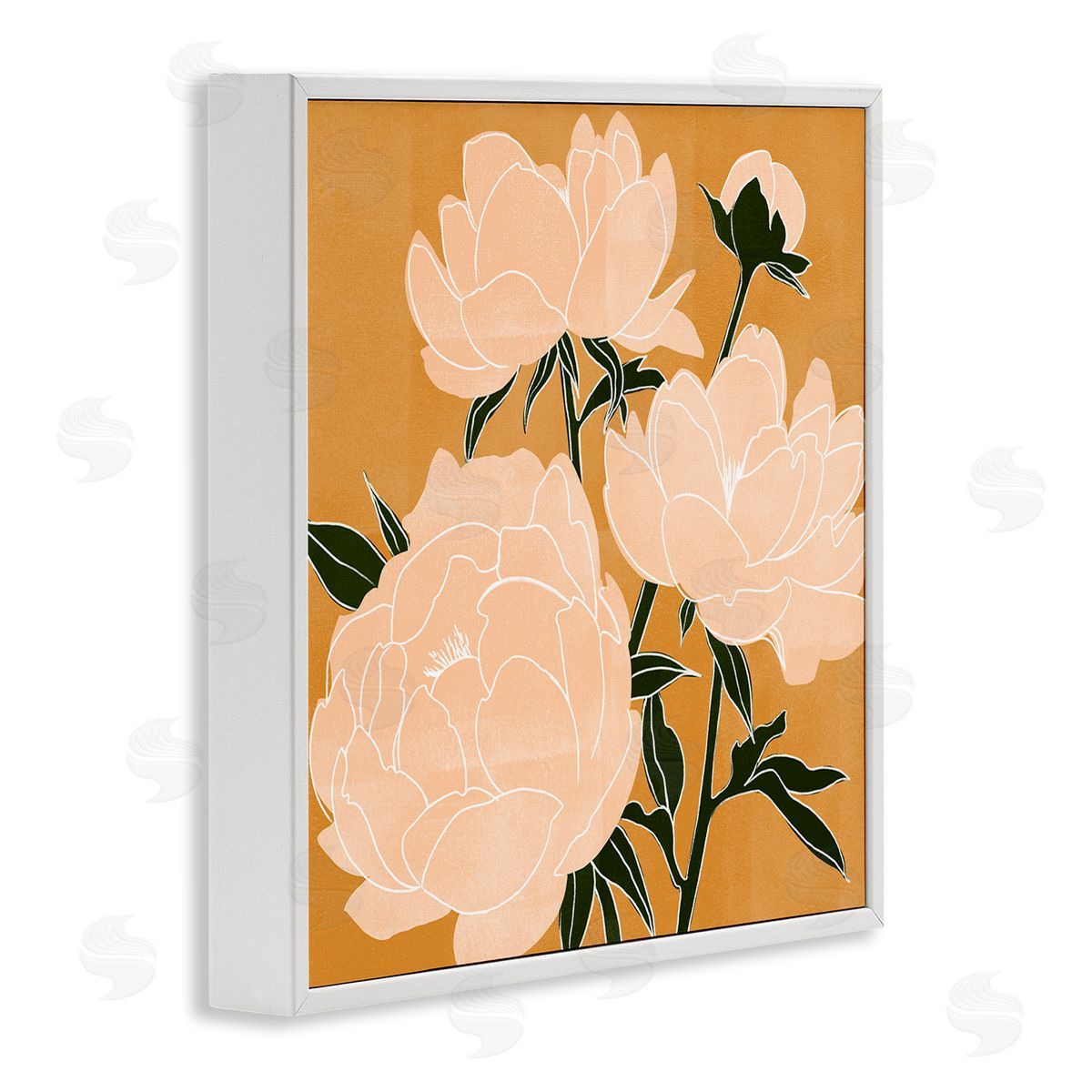 Emma Scarvey Contemporary Peony Blooms  White Framed Glicee Wall Art Print