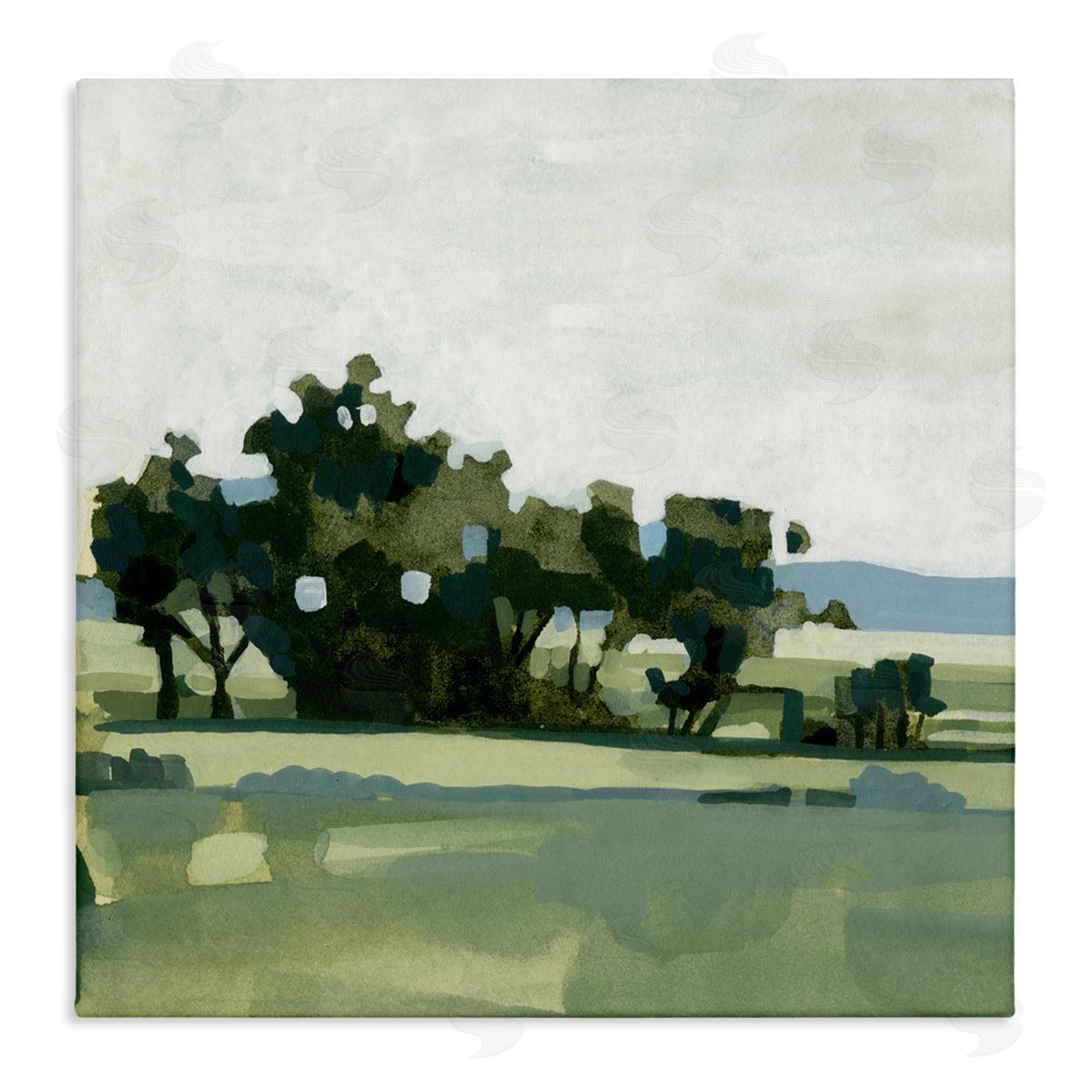 Emma Caroline Rural Tree Grove Grassland Stretched Canvas Wall Art Print