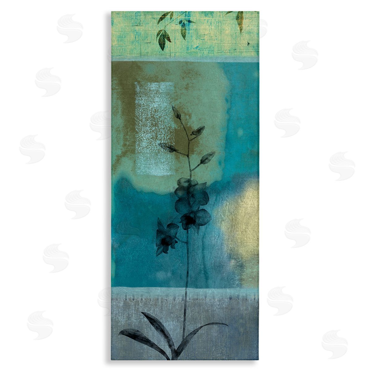 Chris Donovan Layered Orchid Flower Teal Shapes