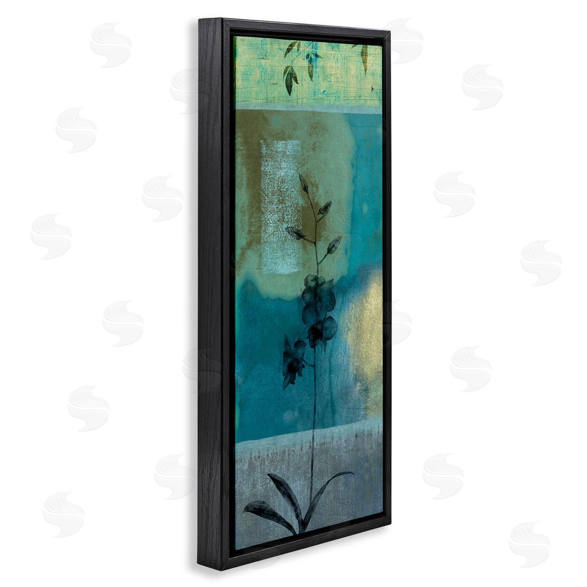 Chris Donovan Layered Orchid Flower Teal Shapes