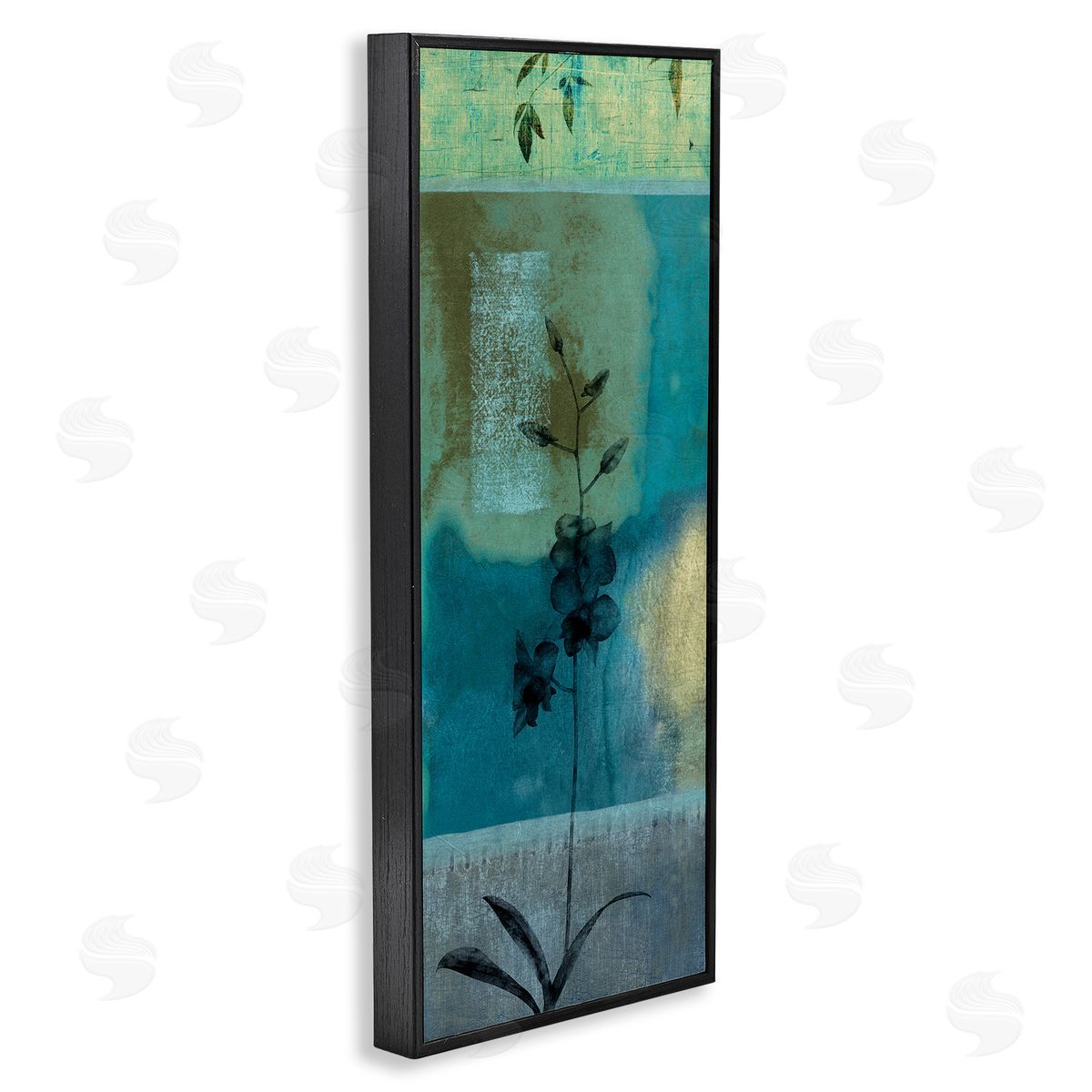 Chris Donovan Layered Orchid Flower Teal Shapes