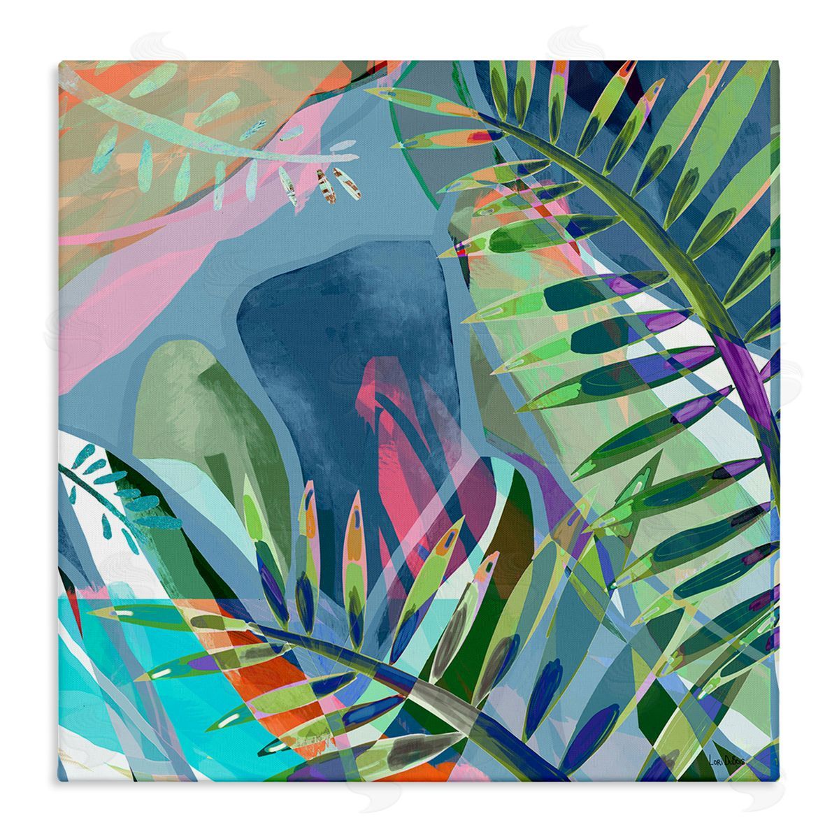 Lori Dubois Bold Fern Leaf Overlapping Collage Stretched Canvas Wall Art Print