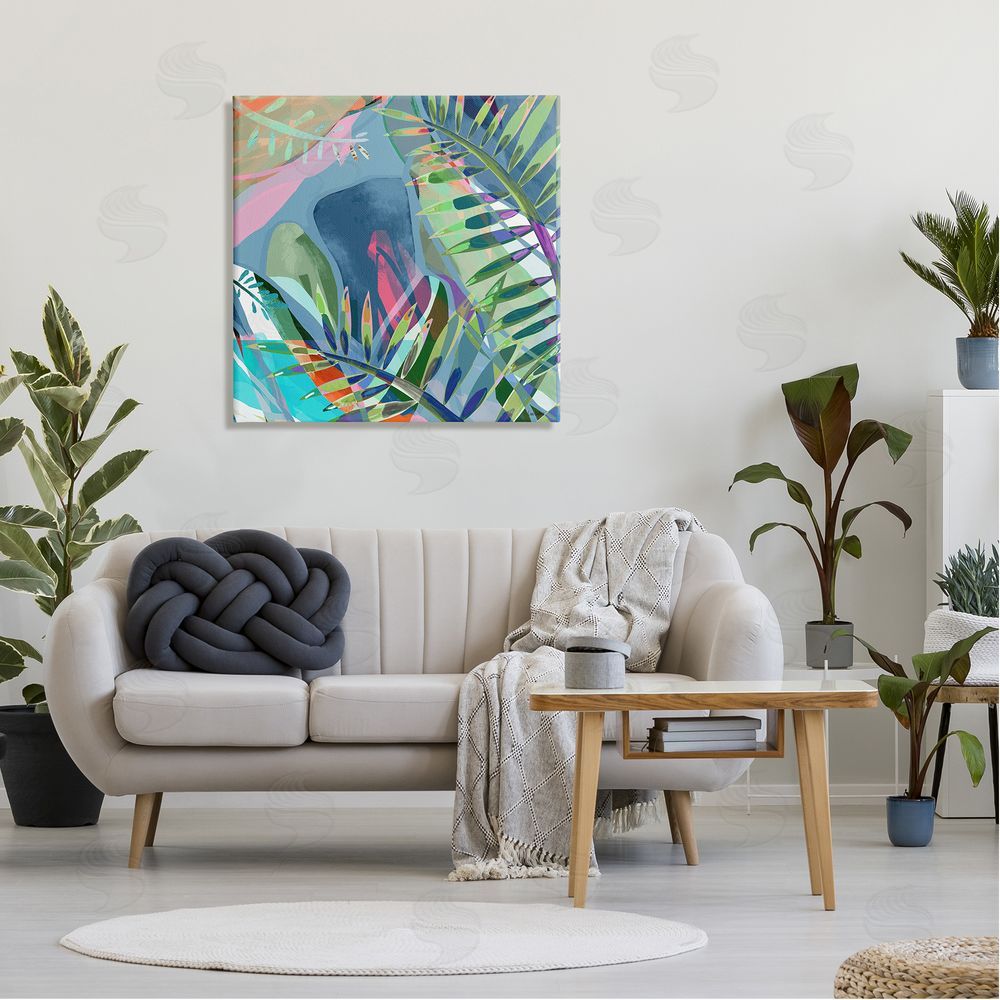 Lori Dubois Bold Fern Leaf Overlapping Collage Canvas Wall Art in Room