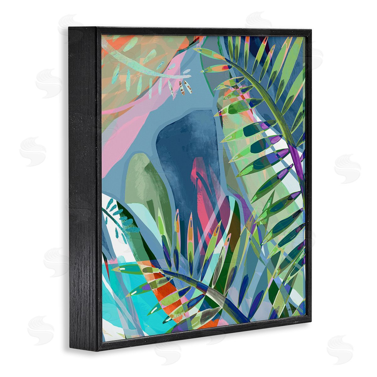 Lori Dubois Bold Fern Leaf Overlapping Collage Black Framed Glicee Wall Art Print