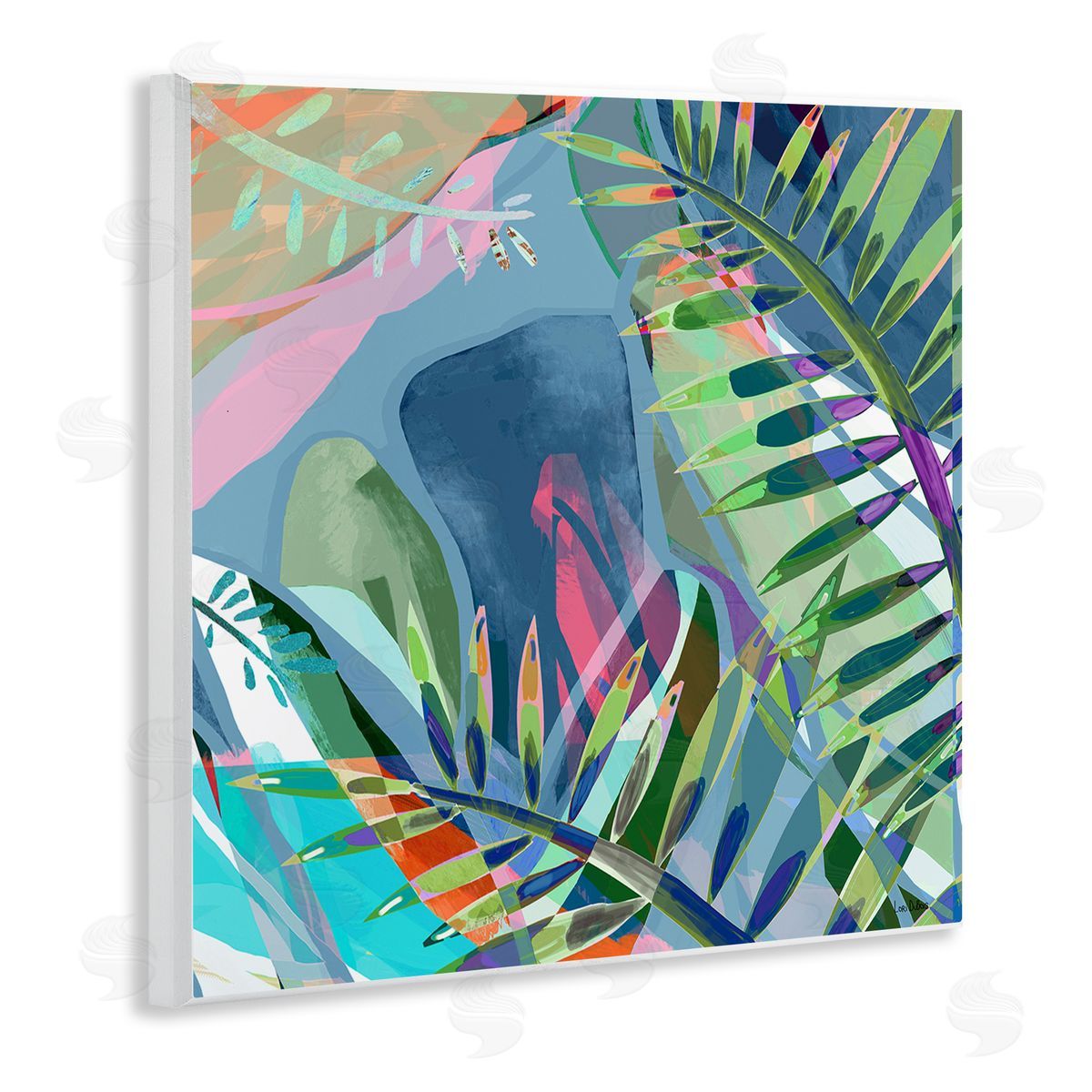 Lori Dubois Bold Fern Leaf Overlapping Collage Wooden Wall Plaque Art Print