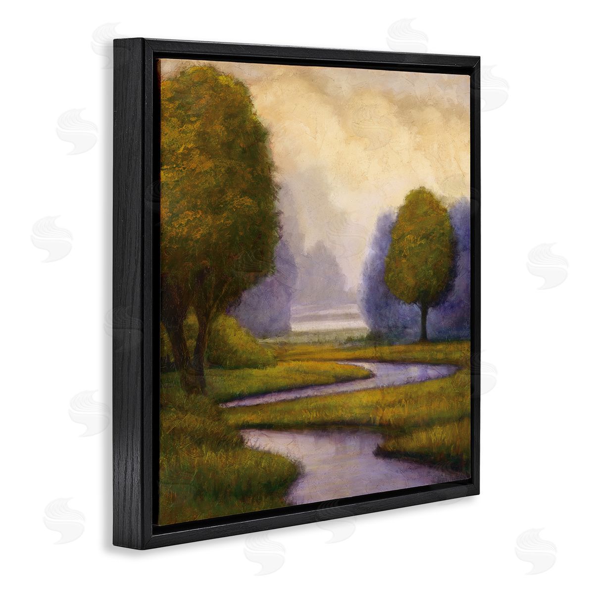 Gregory Williams Winding Stream Landscape River Black Floating Frame Canvas Wall Art Print