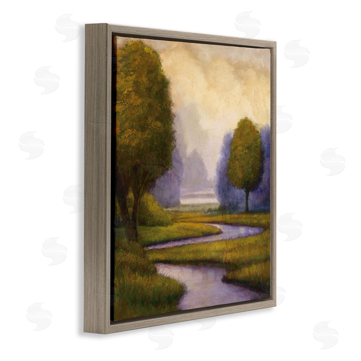 Gregory Williams Winding Stream Landscape River Brown Floating Frame Canvas Wall Art Print