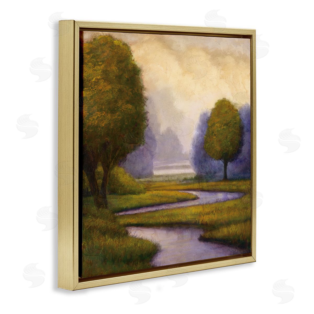 Gregory Williams Winding Stream Landscape River Gold Floating Frame Canvas Wall Art Print