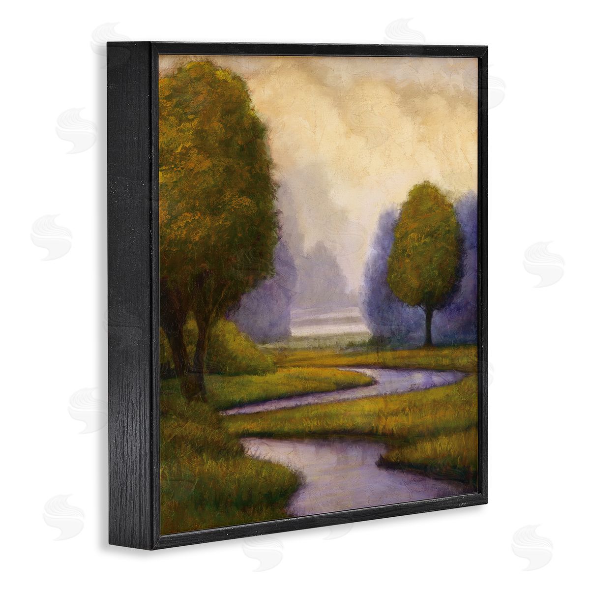 Gregory Williams Winding Stream Landscape River Black Framed Glicee Wall Art Print
