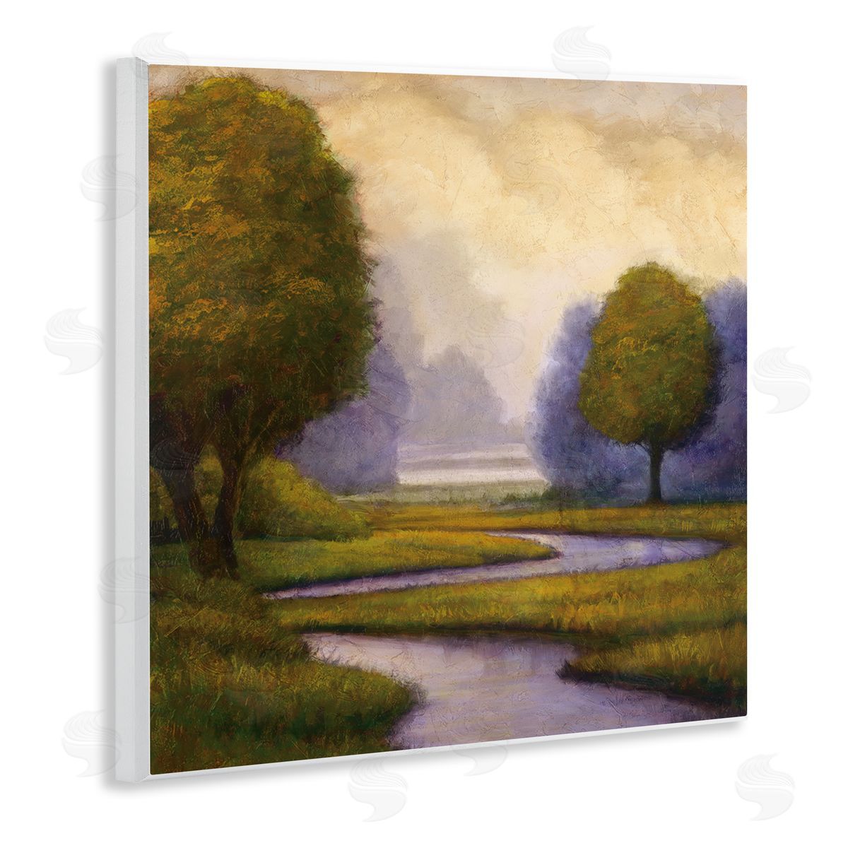 Gregory Williams Winding Stream Landscape River Wooden Wall Plaque Art Print