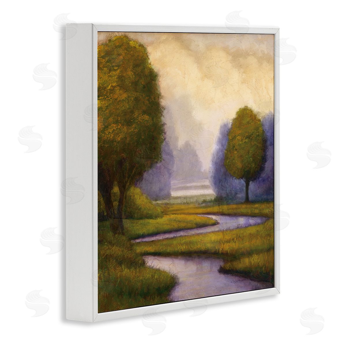 Gregory Williams Winding Stream Landscape River White Framed Glicee Wall Art Print