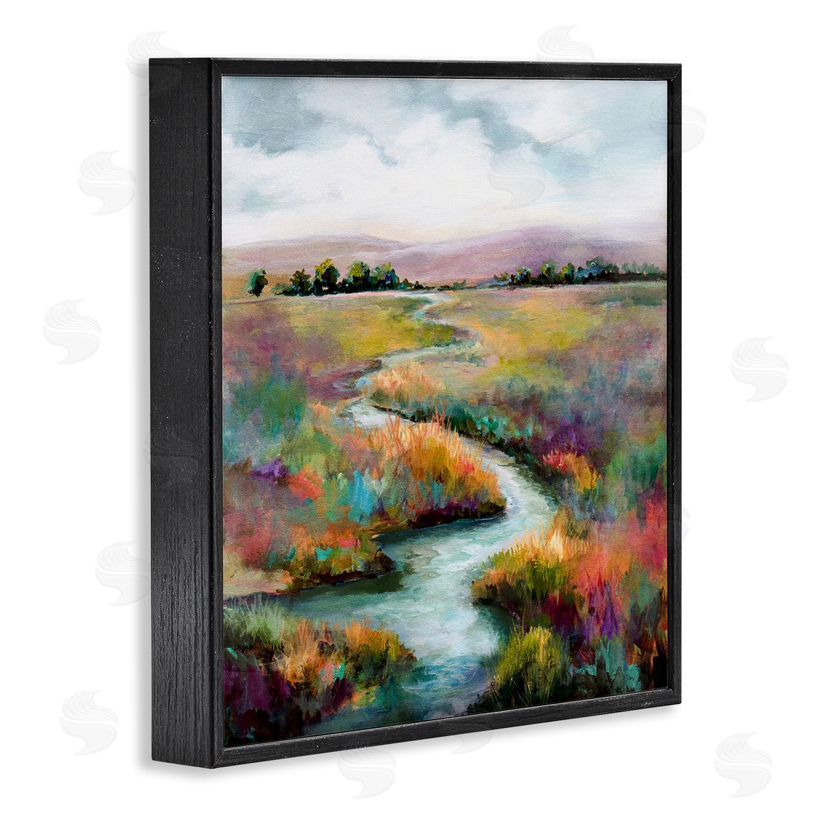 Karen Hale Vivid River Flowing Rural Vegetation Black Framed Glicee Wall Art Print