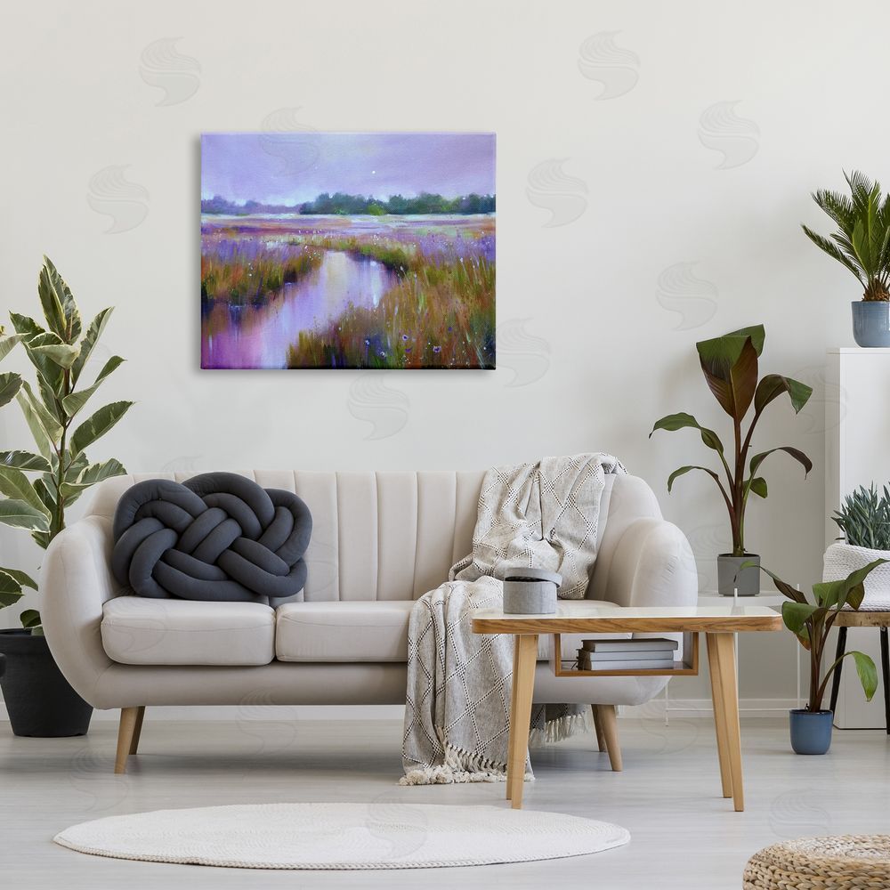 Jennifer Taylor Art Vivid Purple Dusk Rural Stream