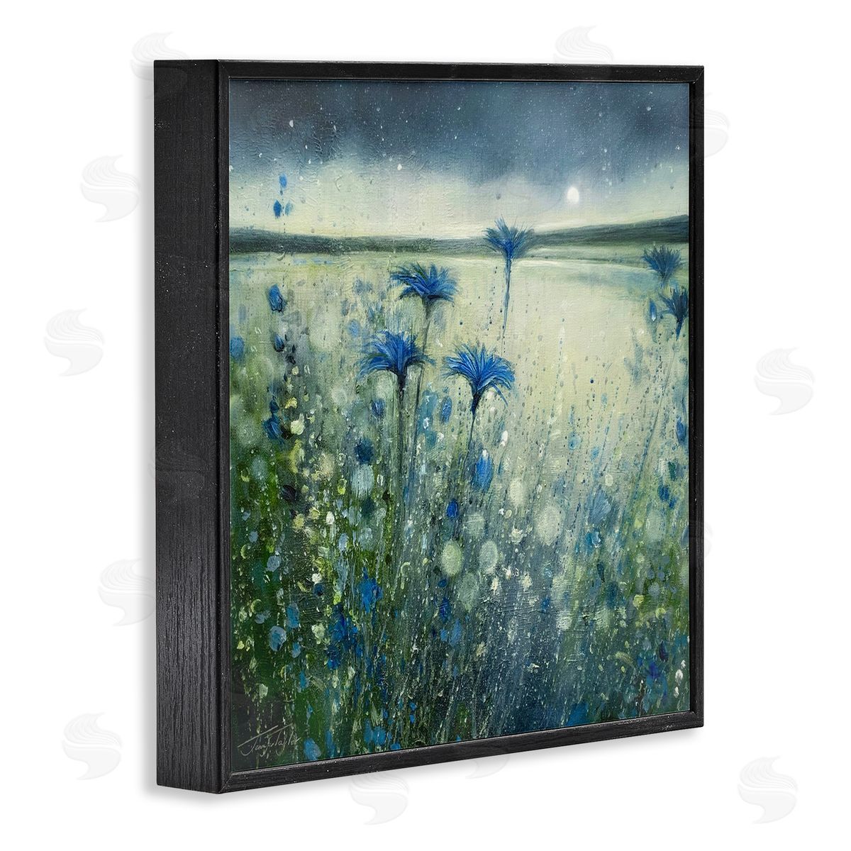 Jennifer Taylor Art Lakeside Botanicals Moonlit Night Sky Black Framed Glicee Wall Art Print