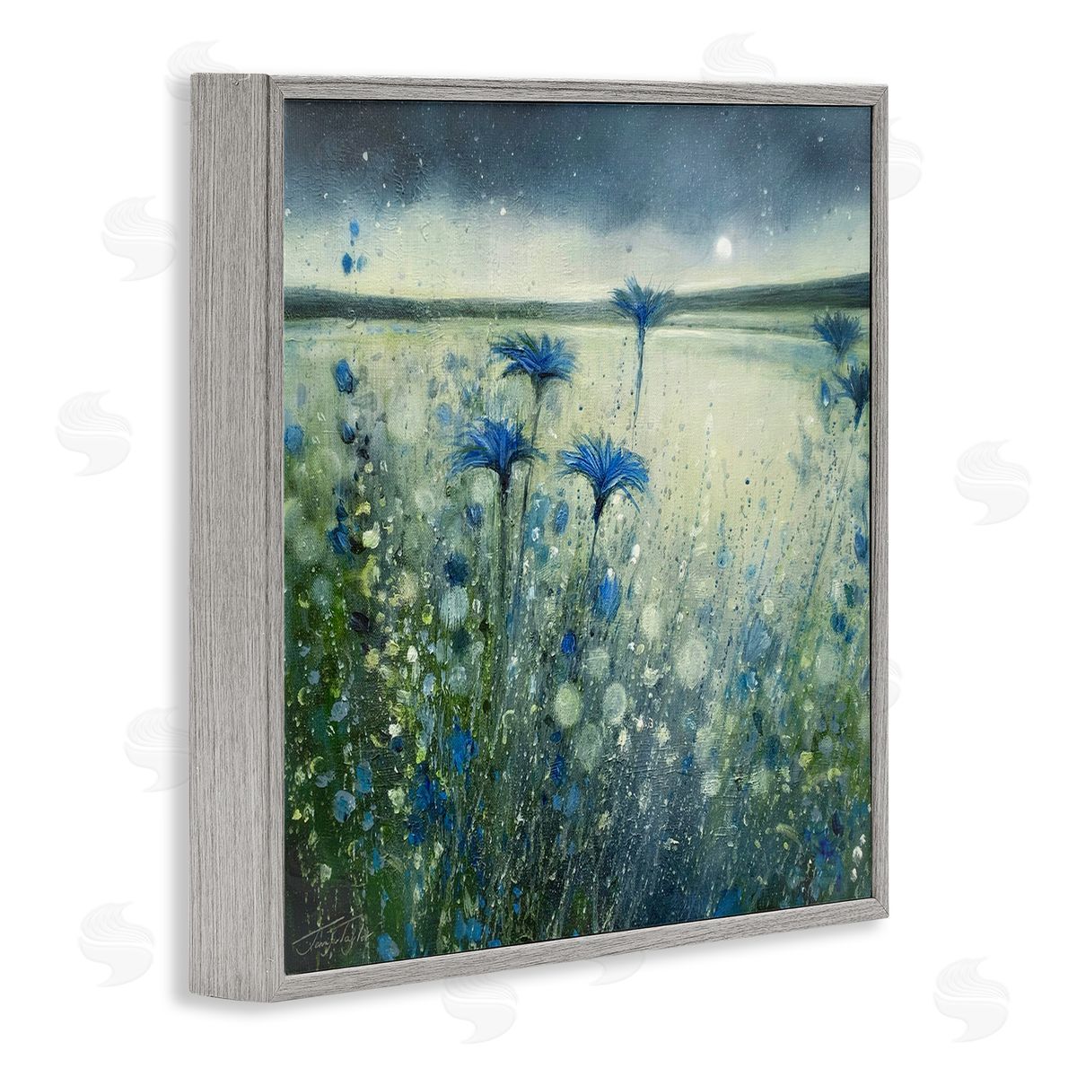 Jennifer Taylor Art Lakeside Botanicals Moonlit Night Sky Gray Framed Glicee Wall Art Print