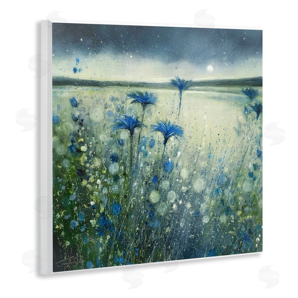 Jennifer Taylor Art Lakeside Botanicals Moonlit Night Sky Wooden Wall Plaque Art Print