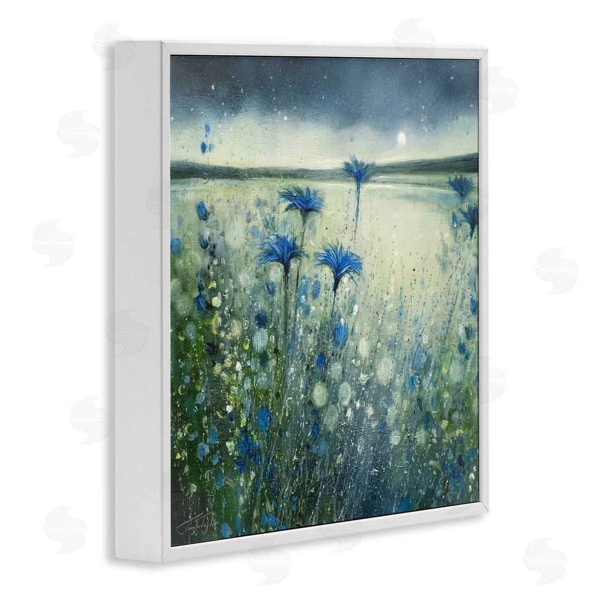 Jennifer Taylor Art Lakeside Botanicals Moonlit Night Sky White Framed Glicee Wall Art Print