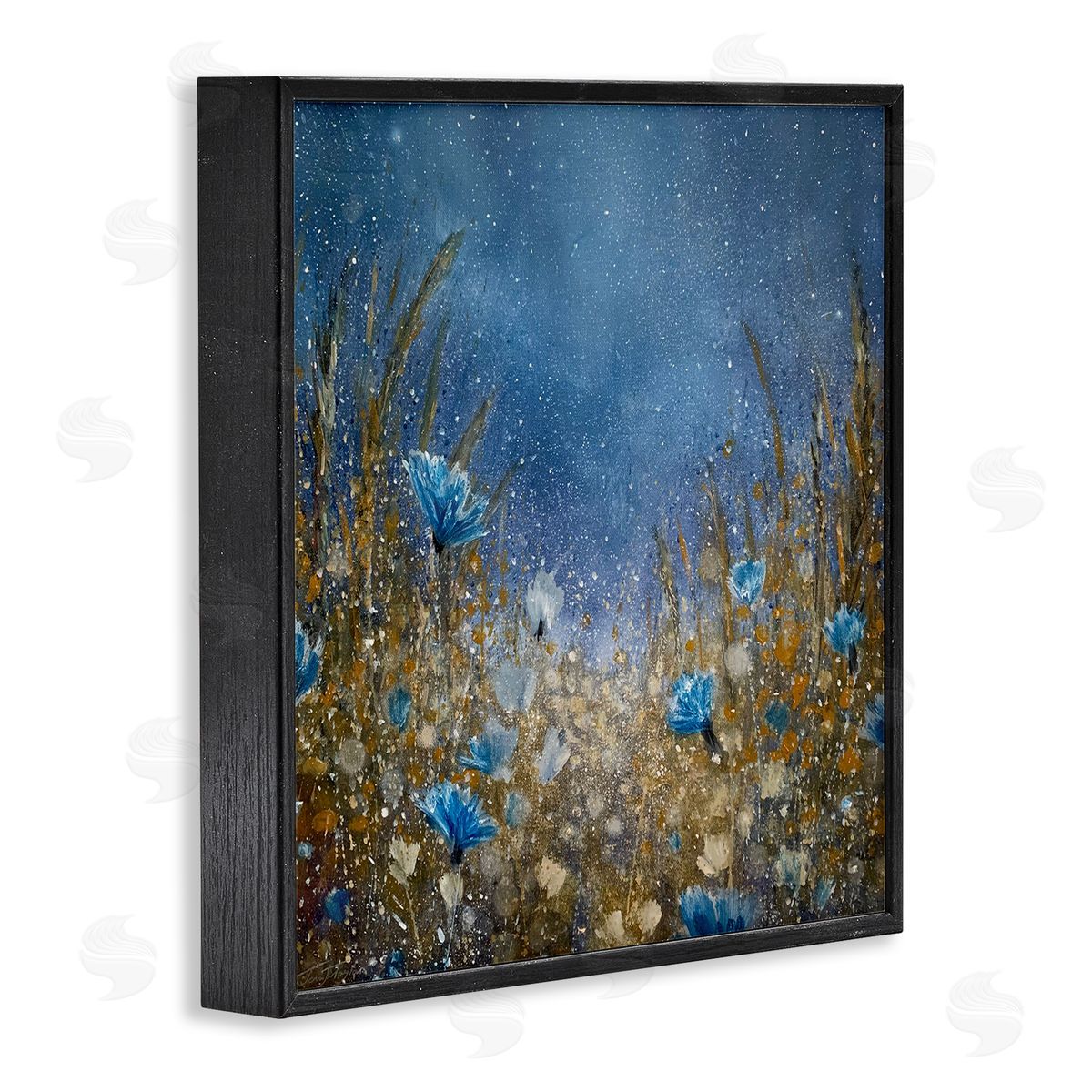 Jennifer Taylor Art Deep Blue Botanical Meadow Grass Black Framed Glicee Wall Art Print