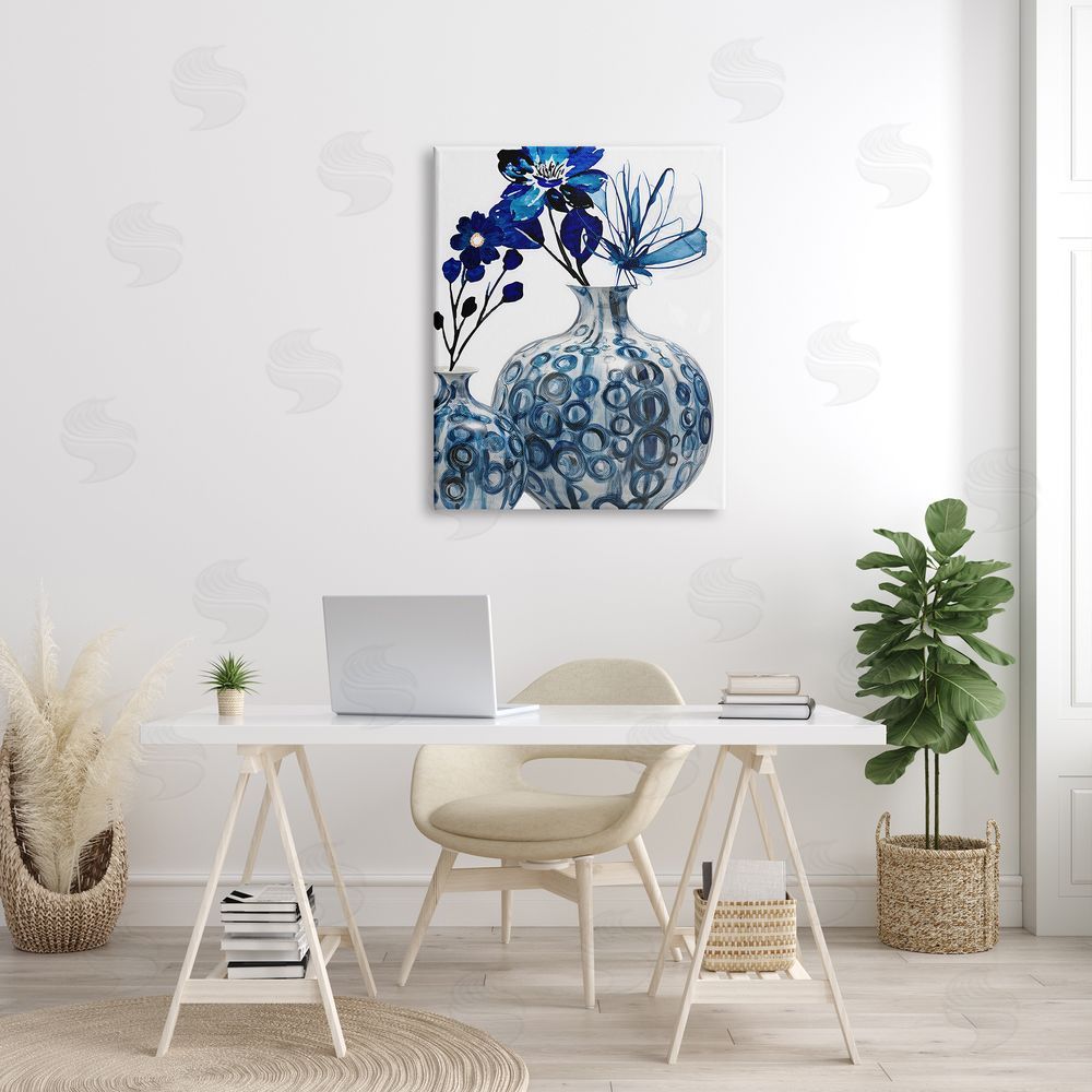 Jesse Keith Modern Blue Floral Ornate Vase
