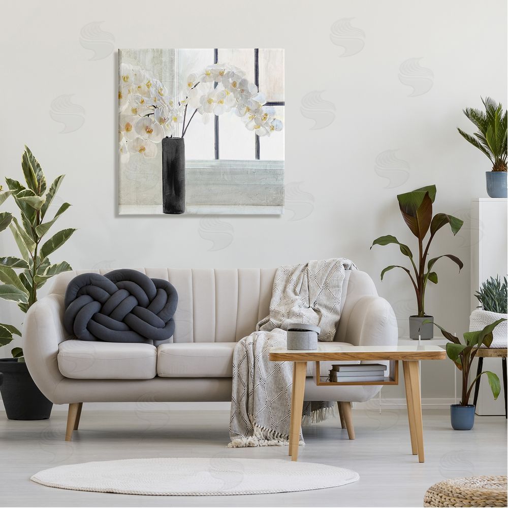 Kim Allen Sunlit White Orchids Arrangement Canvas Wall Art in Room
