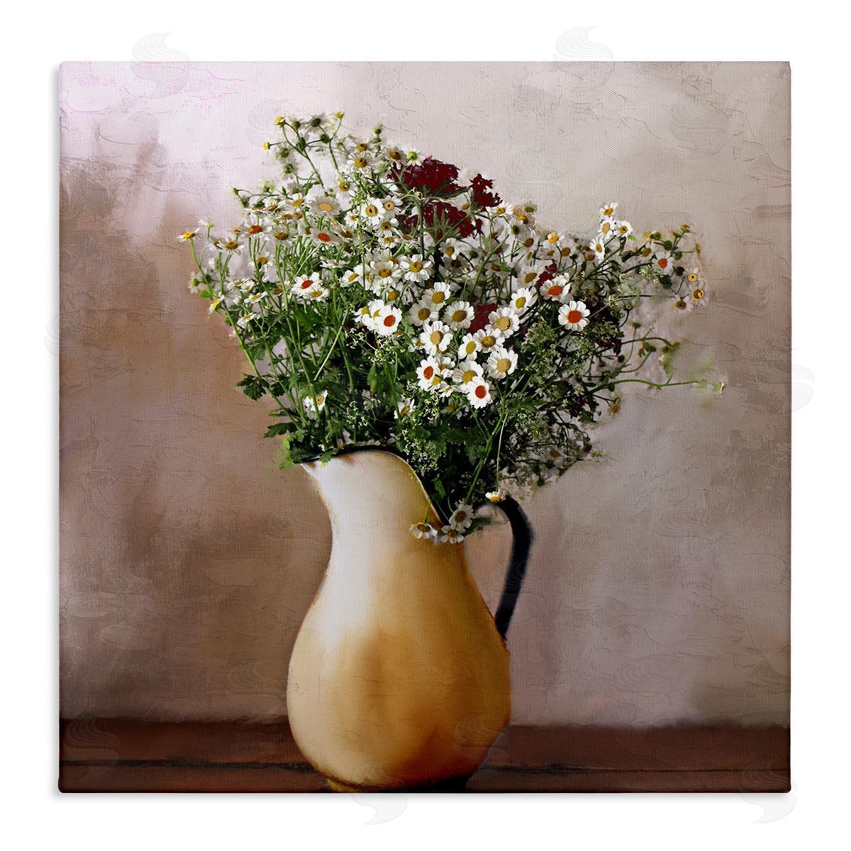 Kim Allen Mixed Daisy Bouquet Still Life Stretched Canvas Wall Art Print