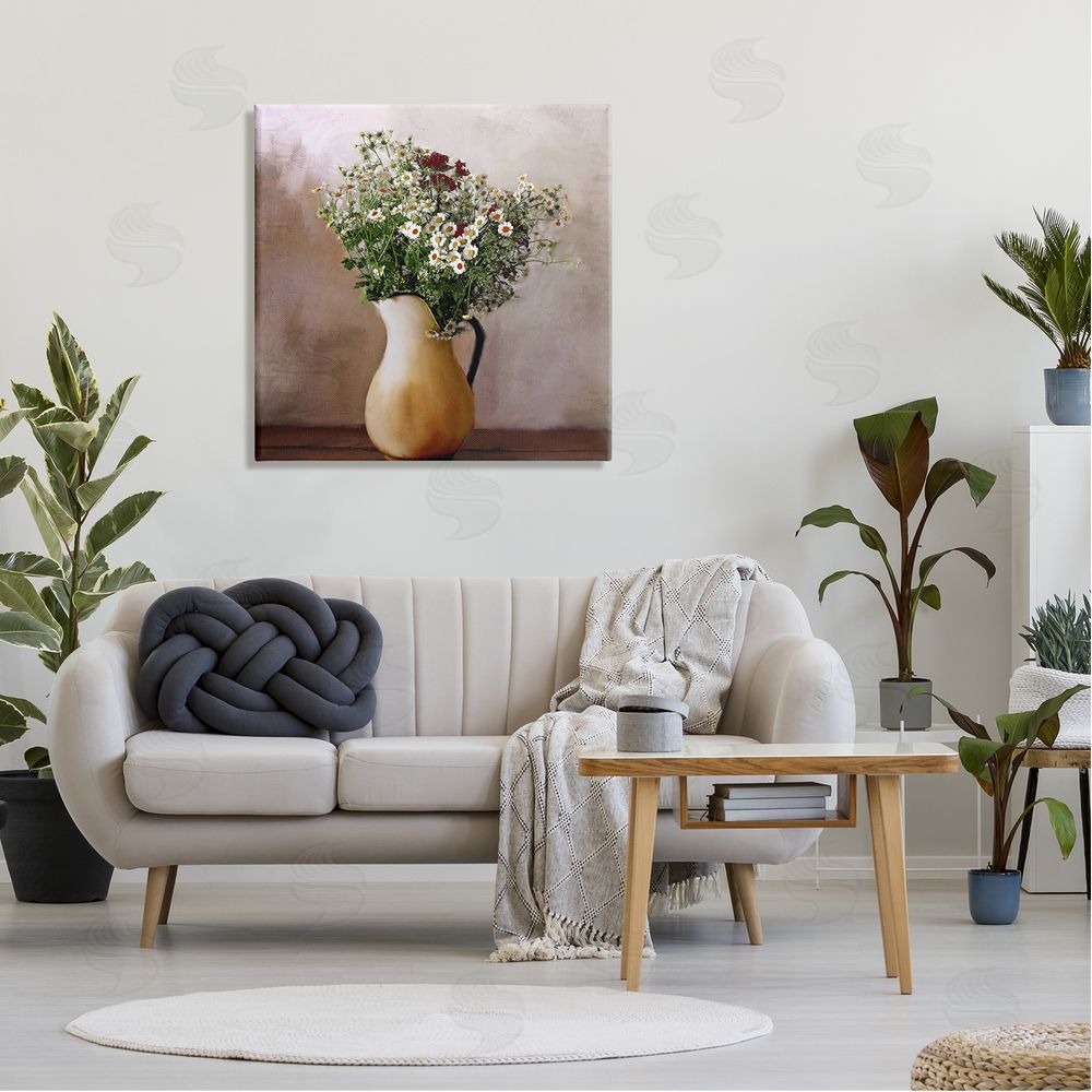 Kim Allen Mixed Daisy Bouquet Still Life Canvas Wall Art in Room