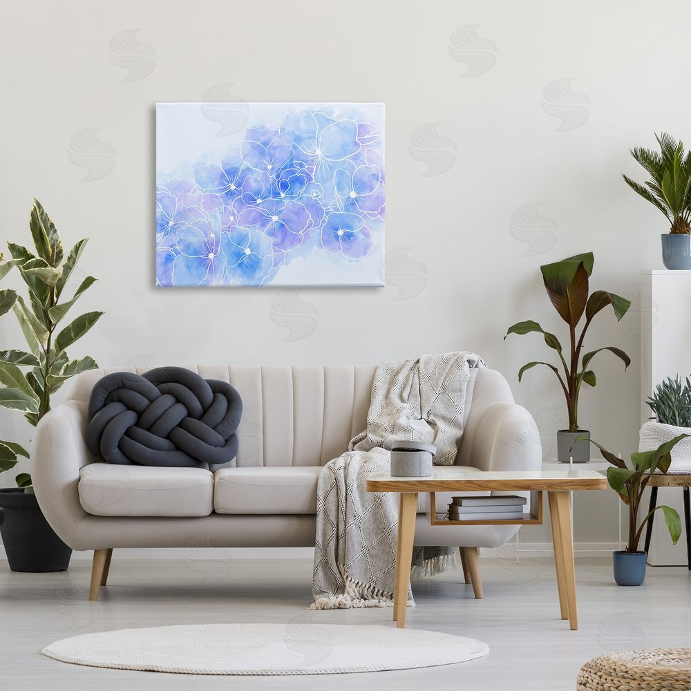 Stupell Studio Pastel Blue Flower Outlines 