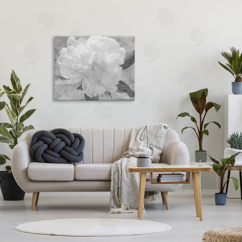 Stupell Studio White Flower Blossom Monochrome