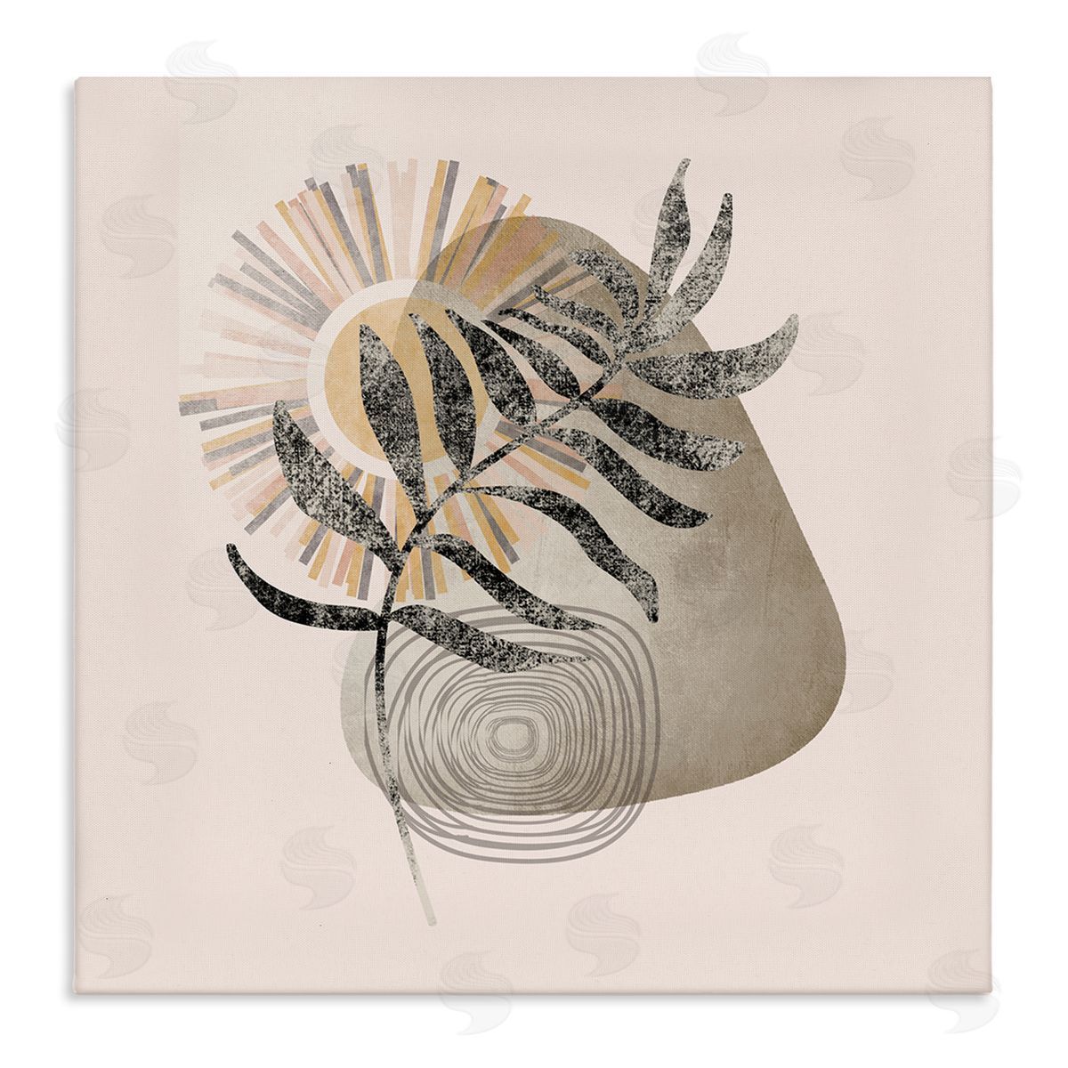Stupell Studio Modern Boho Plant Leaf Sun Stretched Canvas Wall Art Print