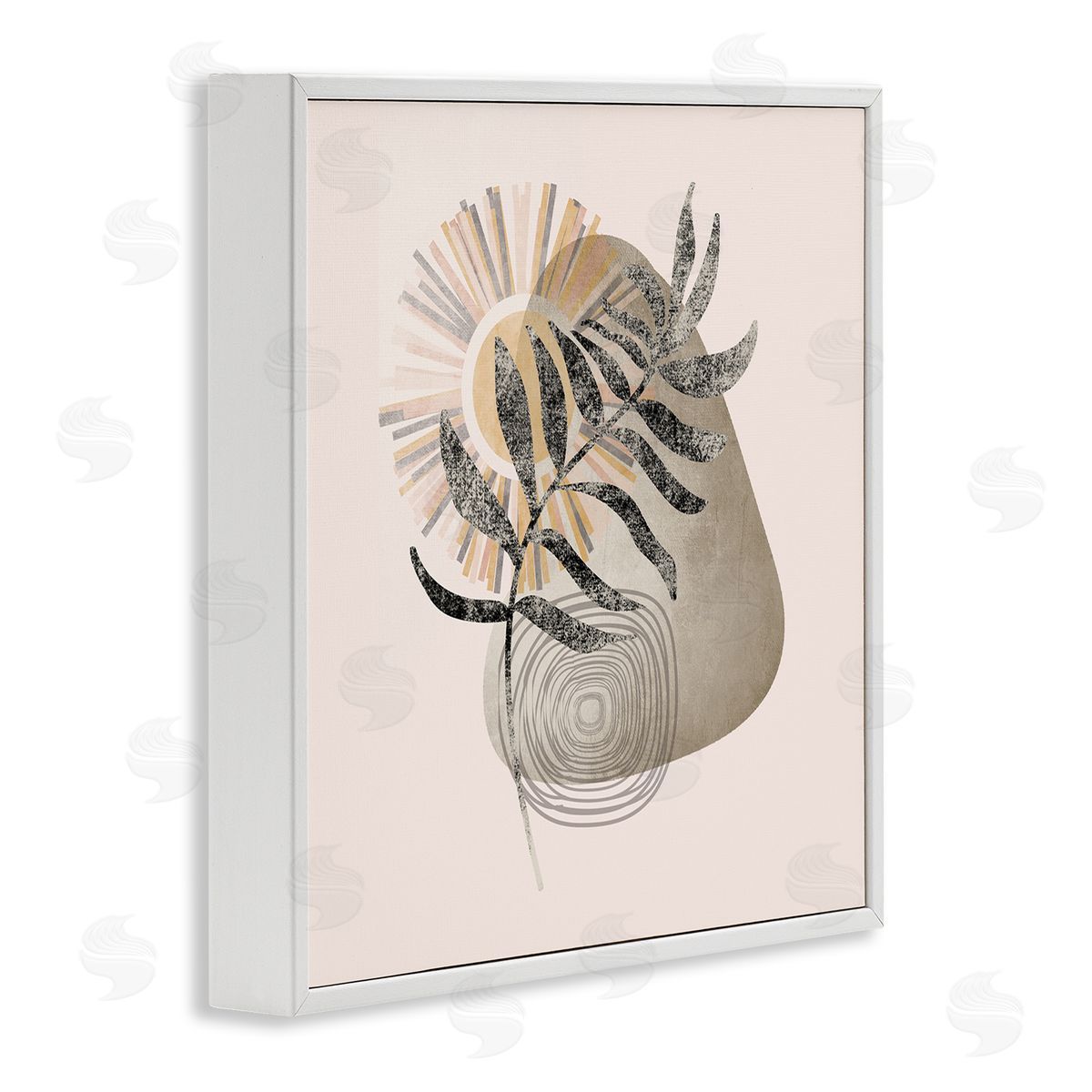 Stupell Studio Modern Boho Plant Leaf Sun White Framed Glicee Wall Art Print