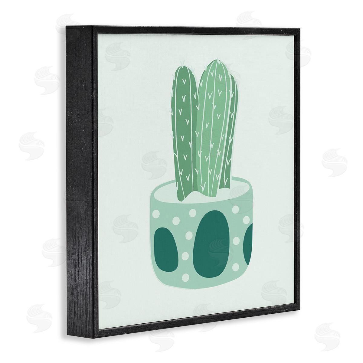 Stupell Studio Casual Green Patterned Cactus Black Framed Glicee Wall Art Print