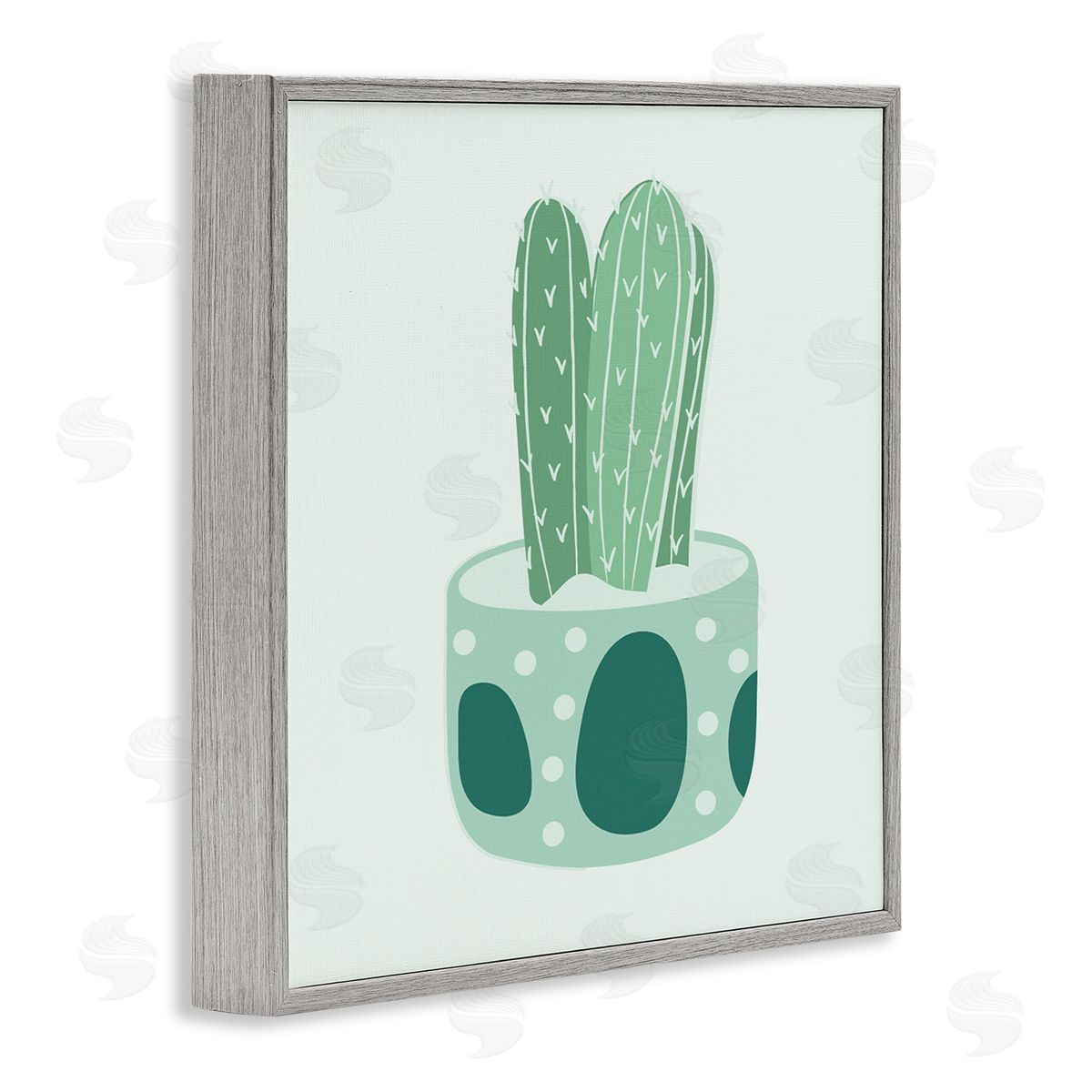 Stupell Studio Casual Green Patterned Cactus Gray Framed Glicee Wall Art Print