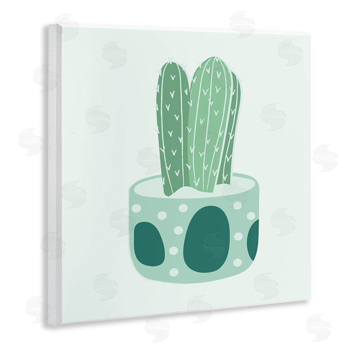 Stupell Studio Casual Green Patterned Cactus Wooden Wall Plaque Art Print