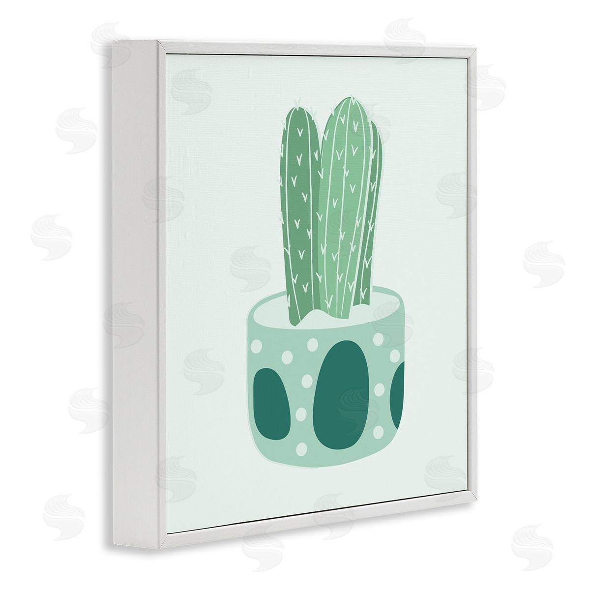 Stupell Studio Casual Green Patterned Cactus White Framed Glicee Wall Art Print