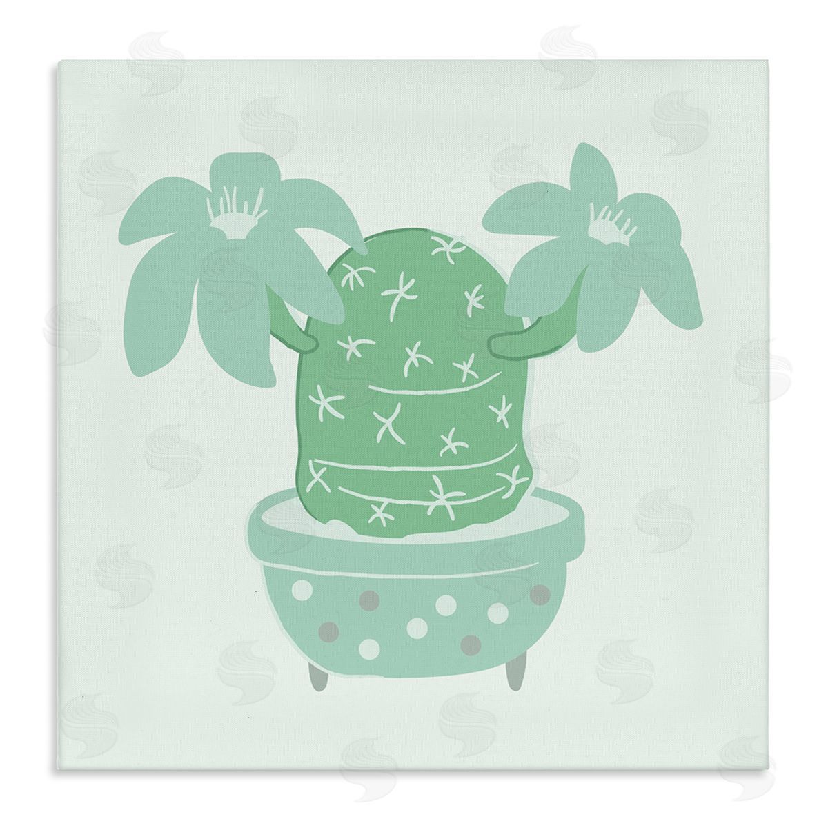 Stupell Studio Green Cactus Flower Blooming Plant Stretched Canvas Wall Art Print